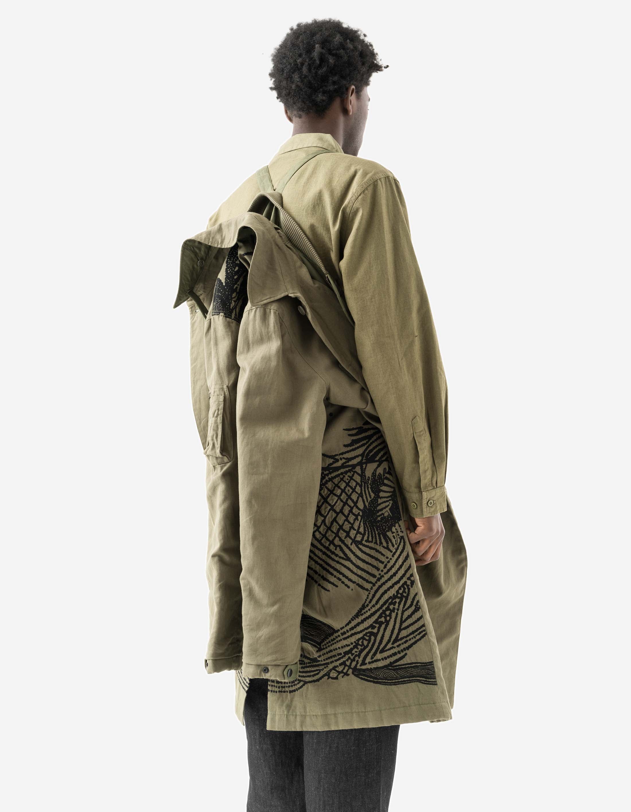 2210 Linear Snow Dragon Embroidered MA Mac Coat Olive OG-107F - Image 13