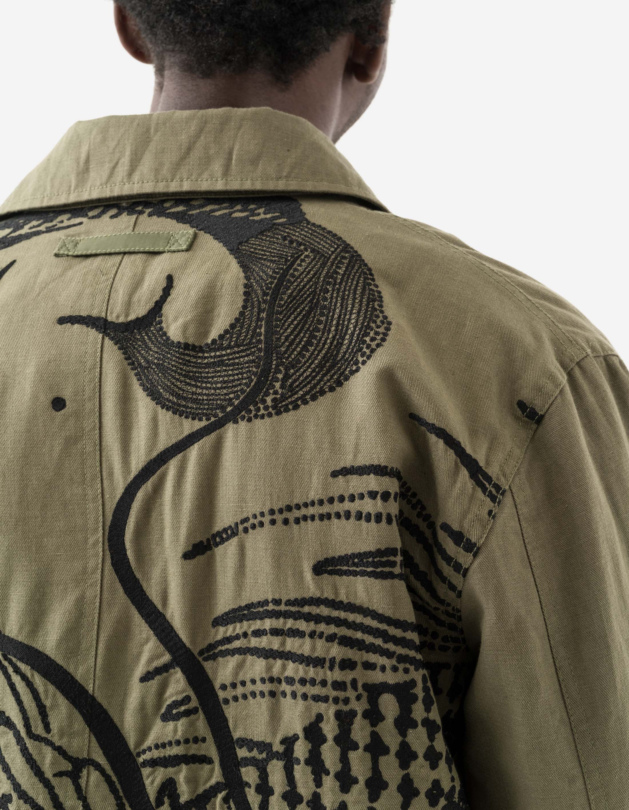 2210 Linear Snow Dragon Embroidered MA Mac Coat Olive OG-107F - Image 14