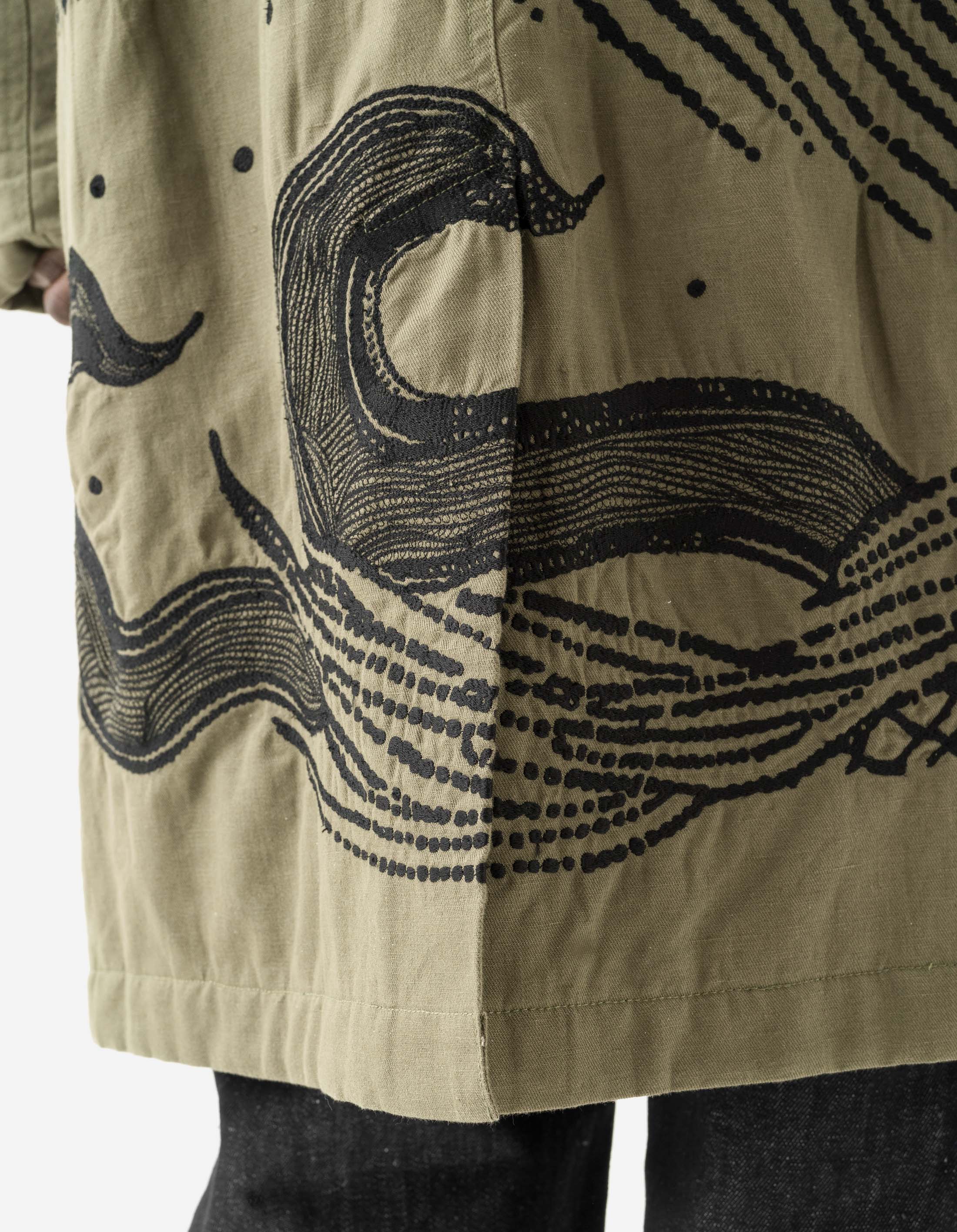 2210 Linear Snow Dragon Embroidered MA Mac Coat Olive OG-107F - Image 15