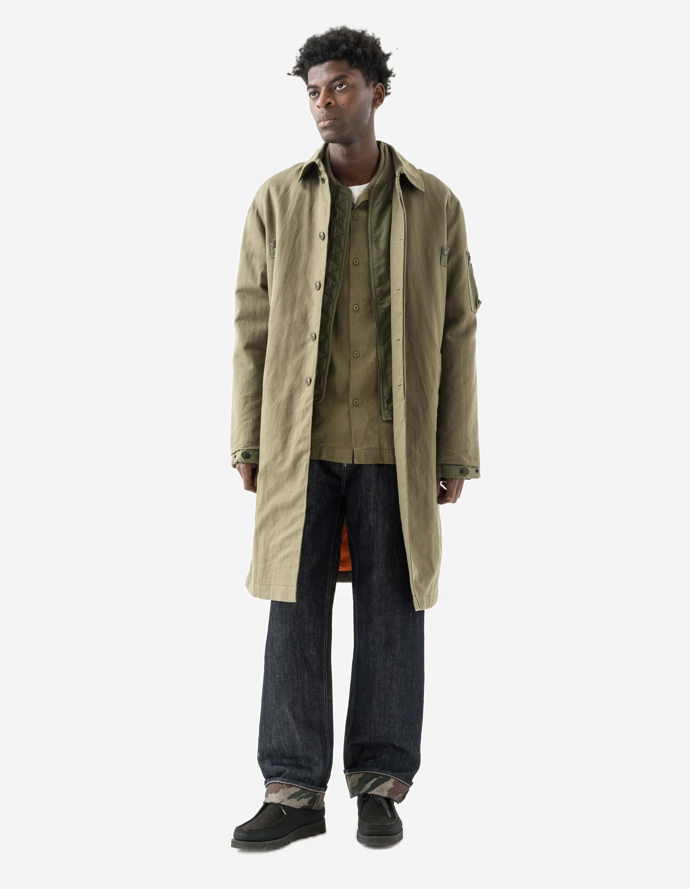 2210 Linear Snow Dragon Embroidered MA Mac Coat Olive OG-107F - Image 4