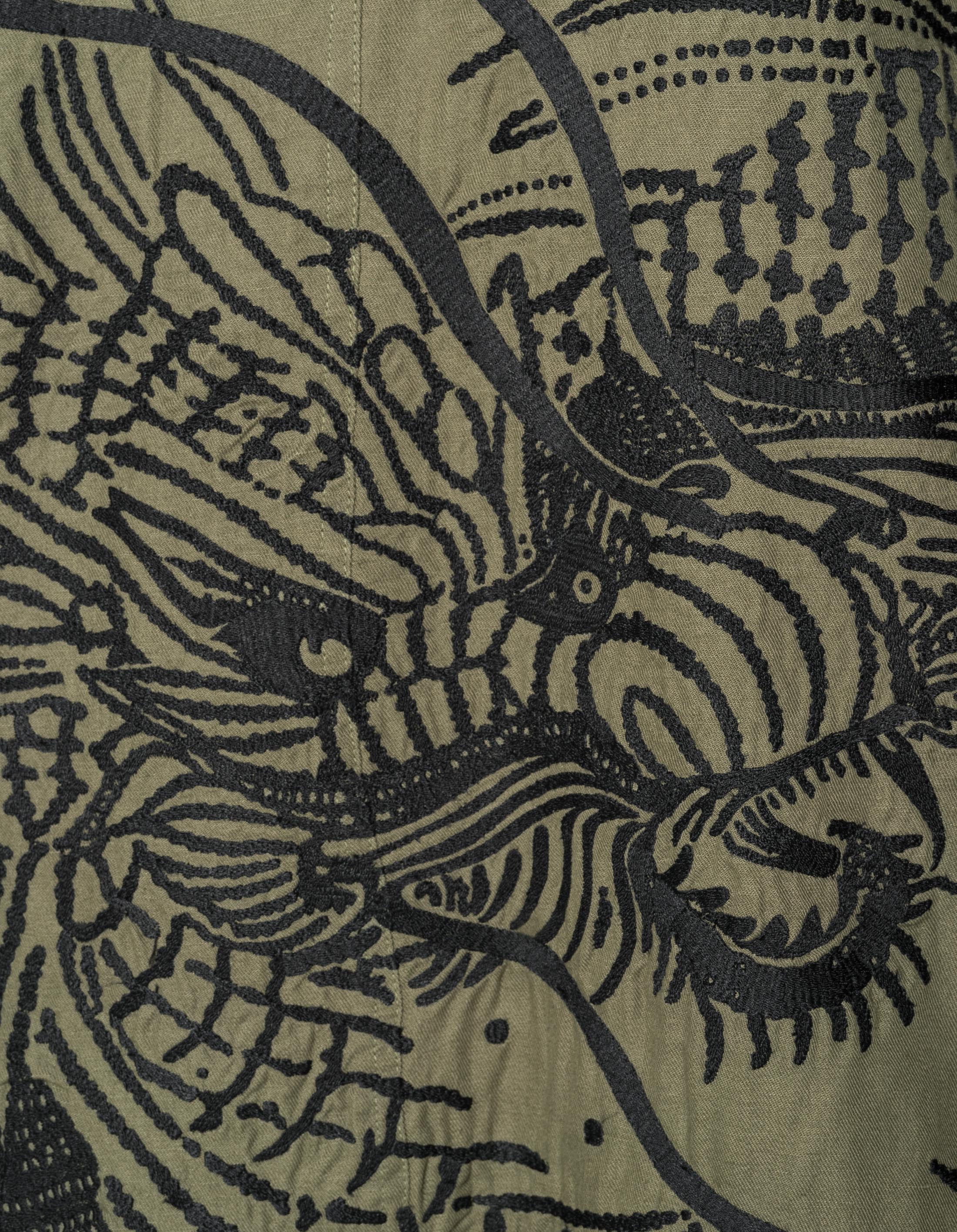 2210 Linear Snow Dragon Embroidered MA Mac Coat Olive OG-107F - Image 5