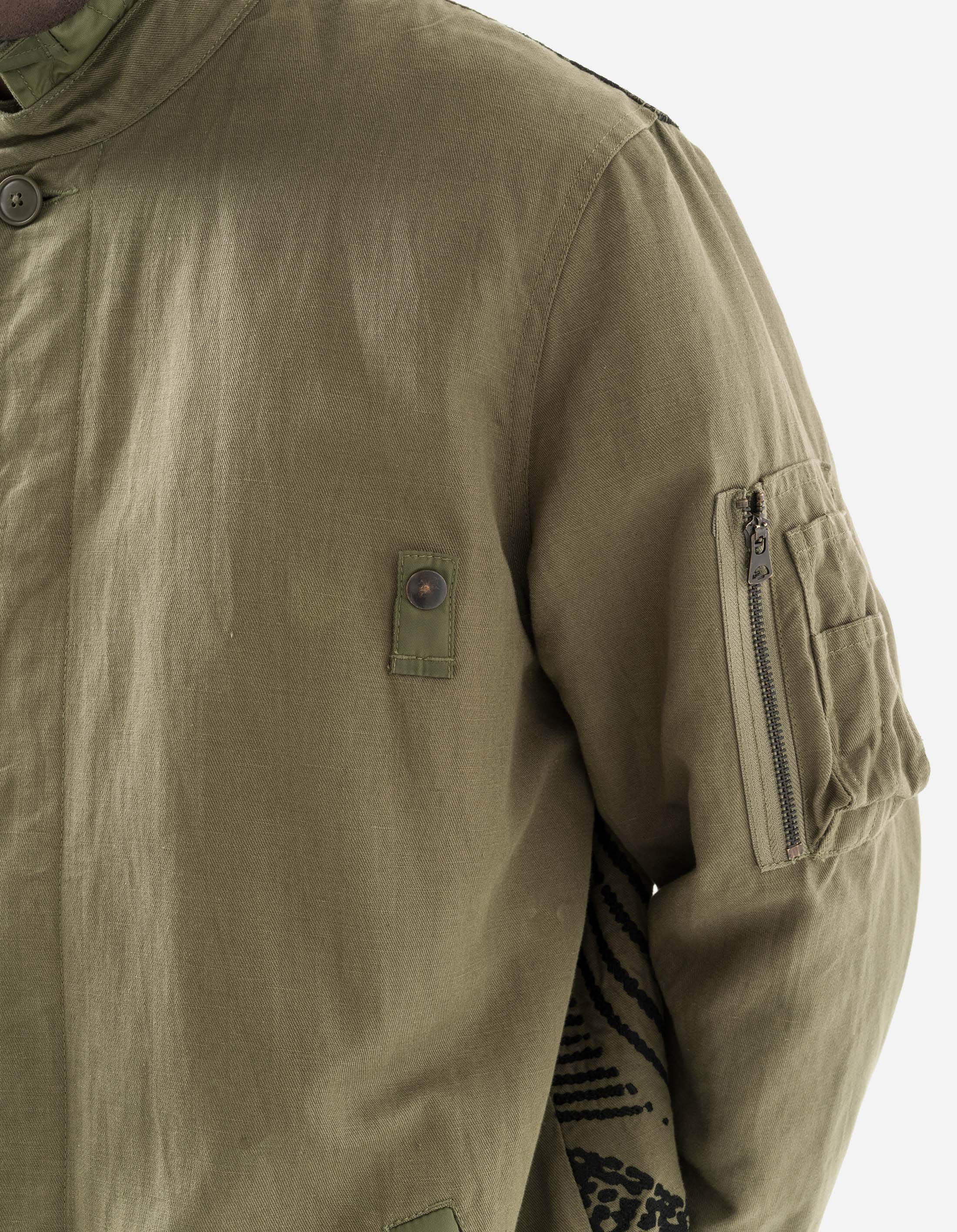 2210 Linear Snow Dragon Embroidered MA Mac Coat Olive OG-107F - Image 6