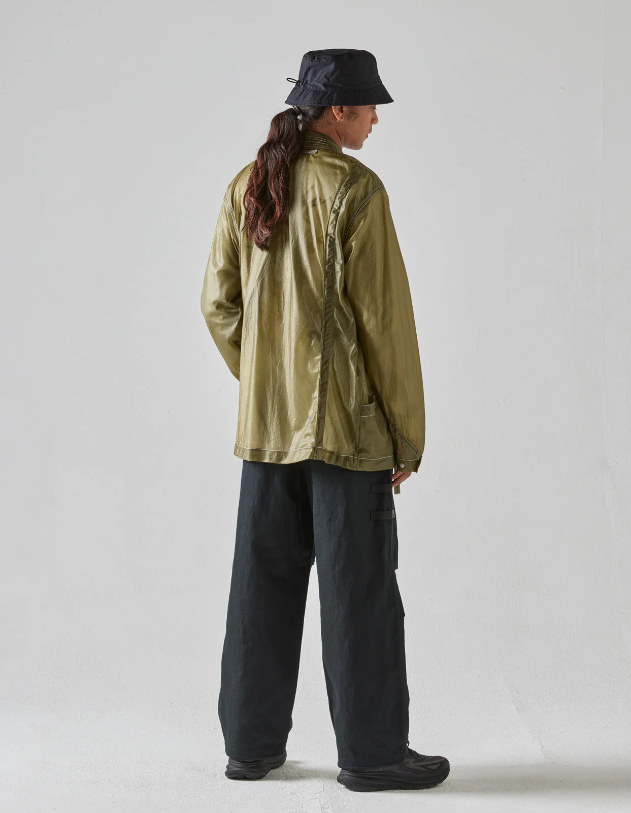 5091 Upcycled Parachute Kimono Olive - Image 4