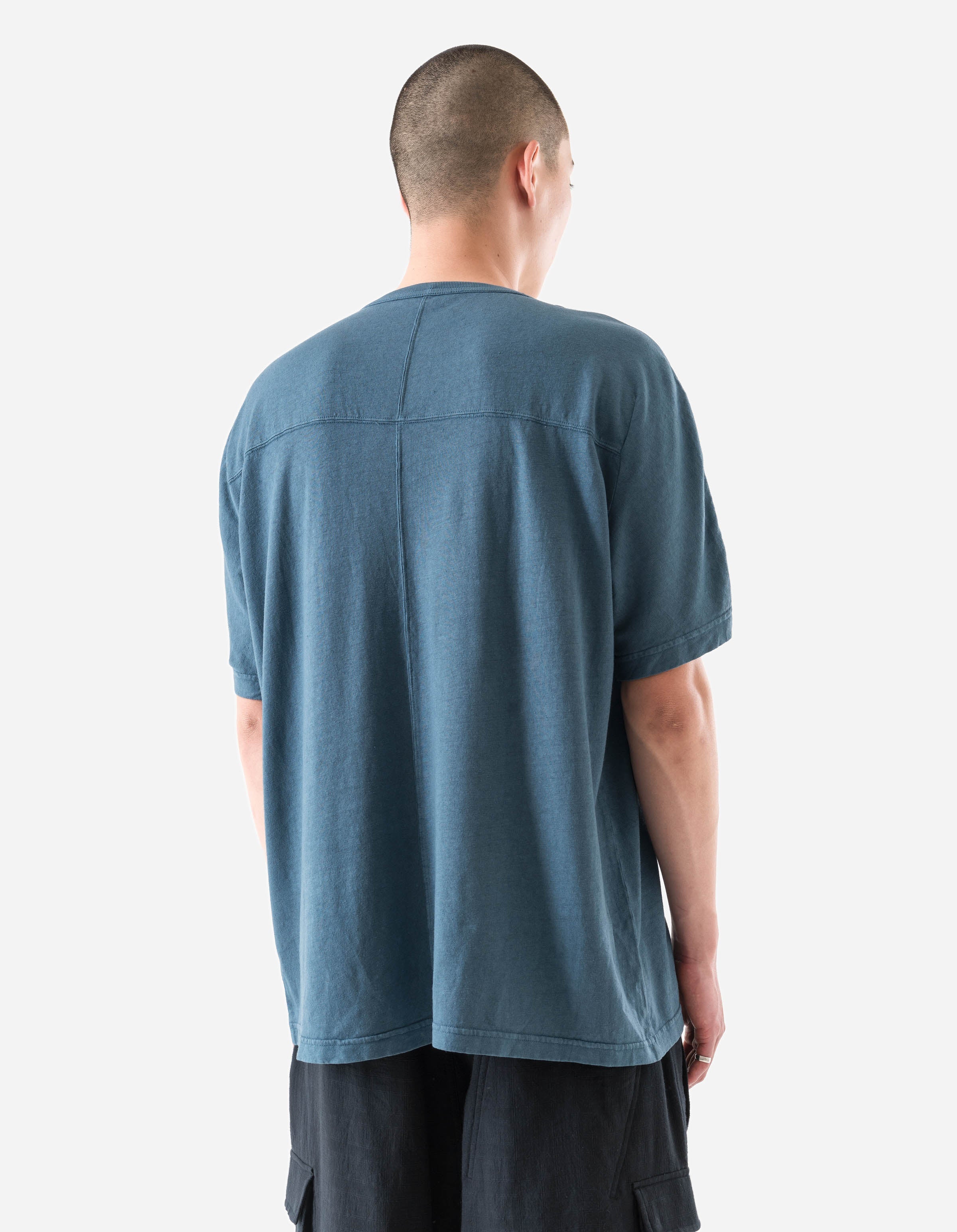 5234 Hemp Cross Loose S/S T-Shirt Airforce Blue - Image 4