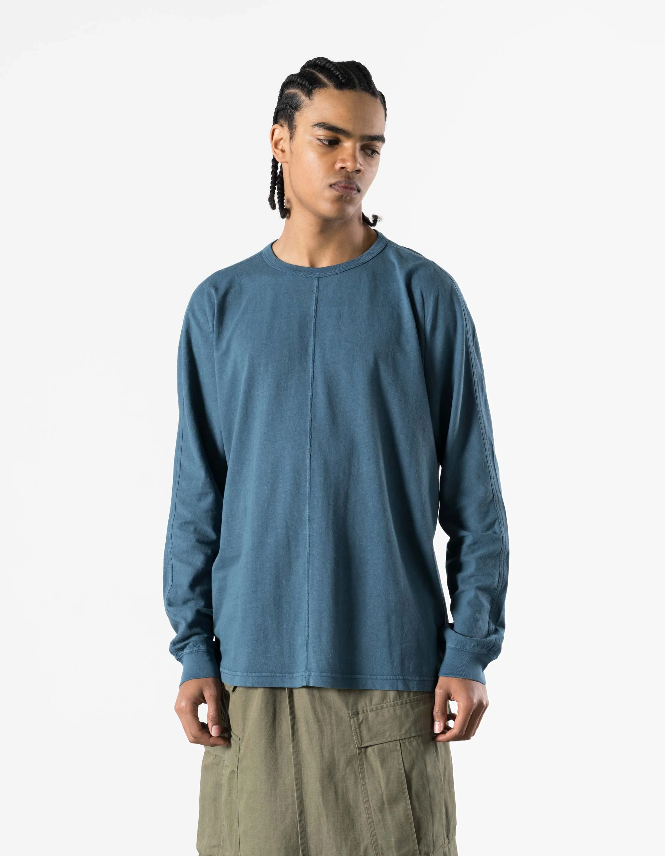 5245 Hemp Cross Loose L/S T-Shirt Airforce Blue - Image 3