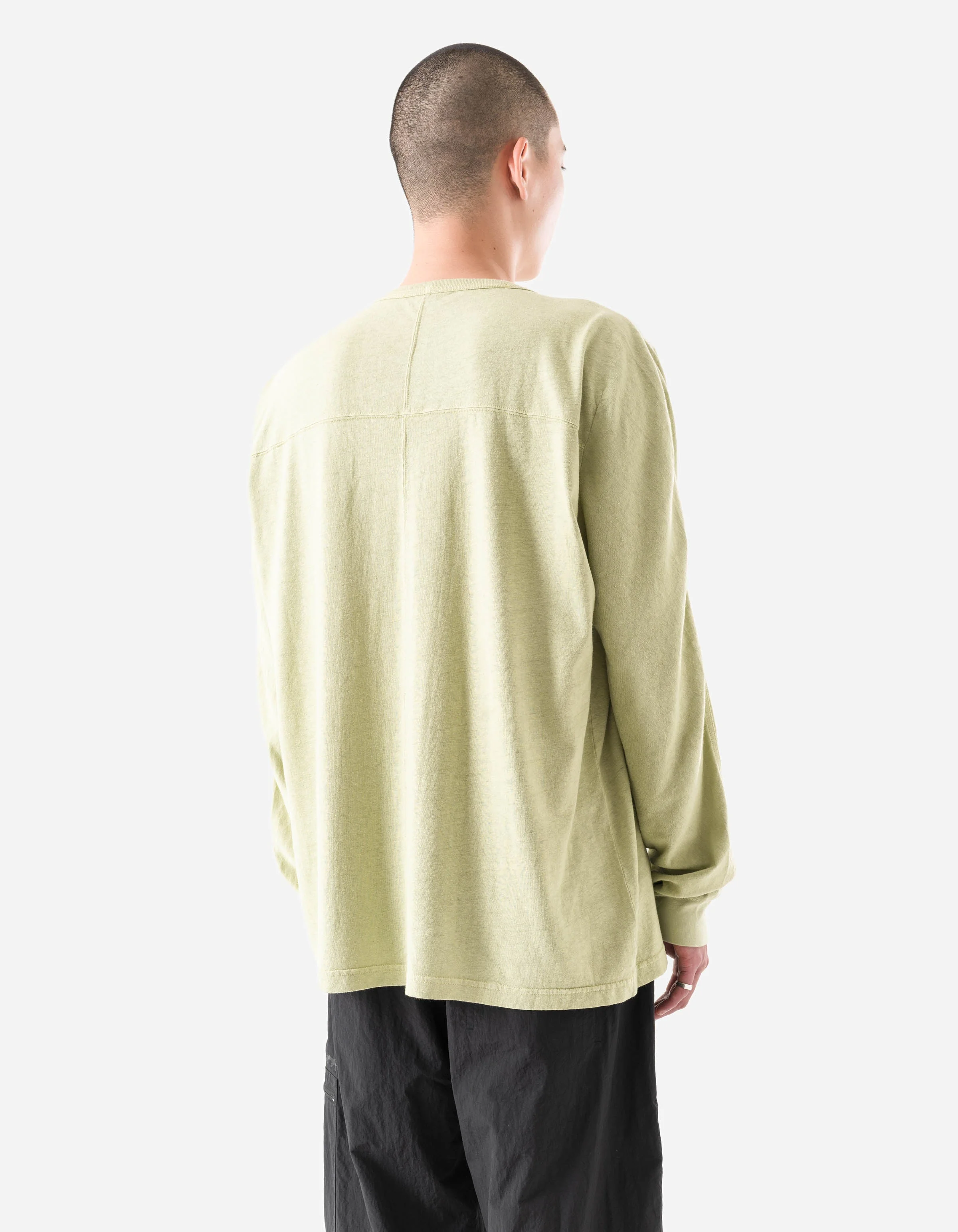 5245 Hemp Cross Loose L/S T-Shirt Moss Green - Image 3
