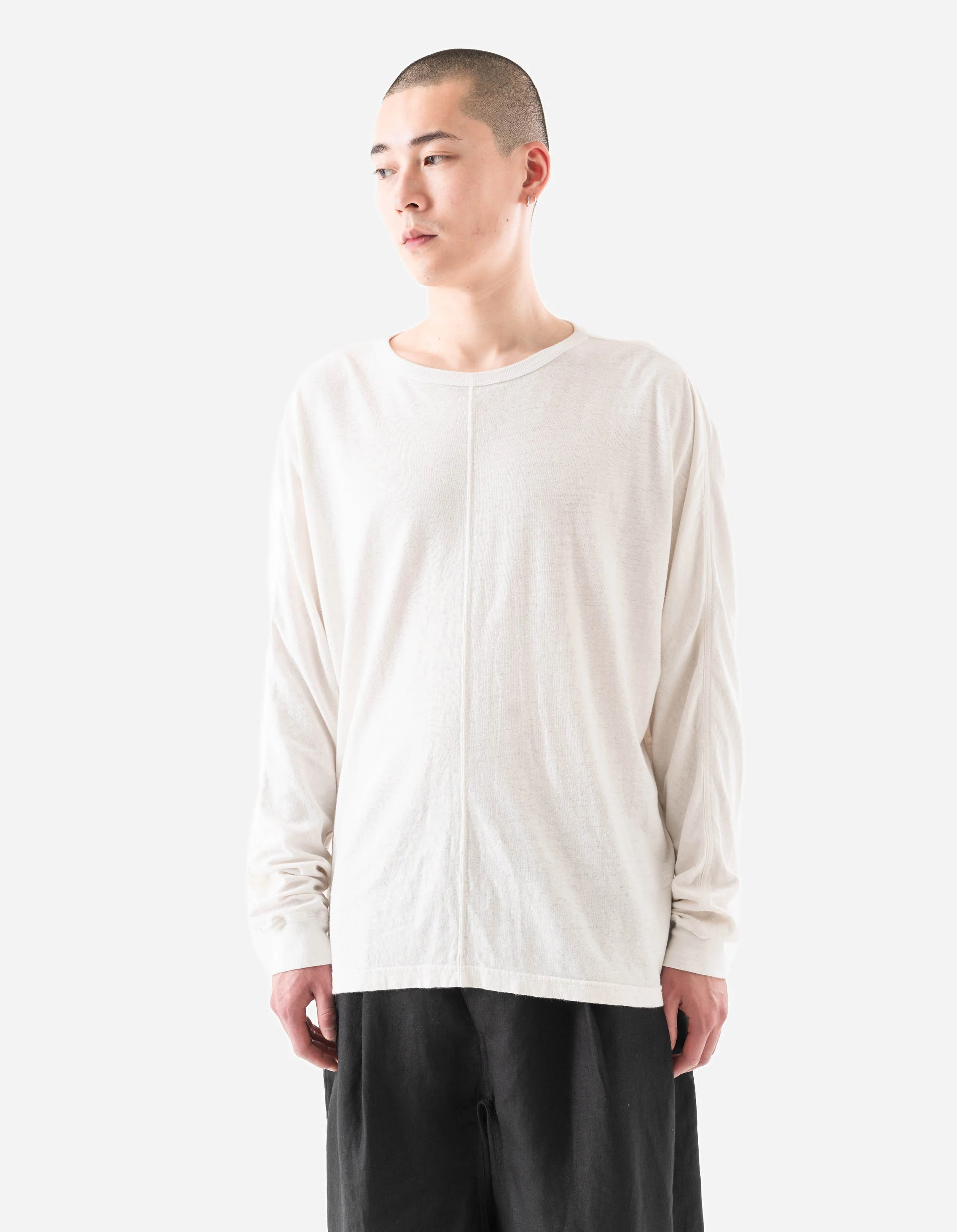 5245 Hemp Cross Oversized L/S T-Shirt White - Image 3