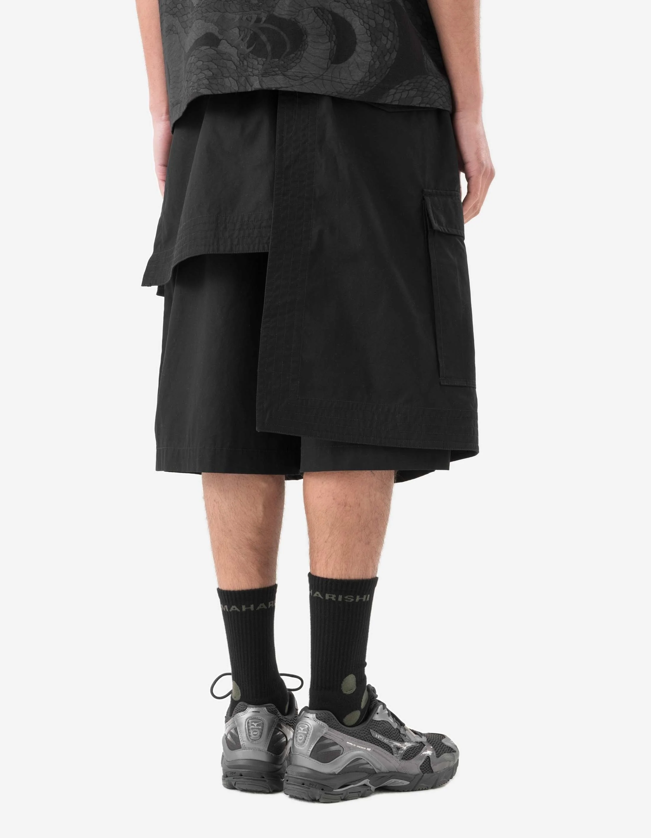 6056 Asym Hakama Shorts Black - Image 4