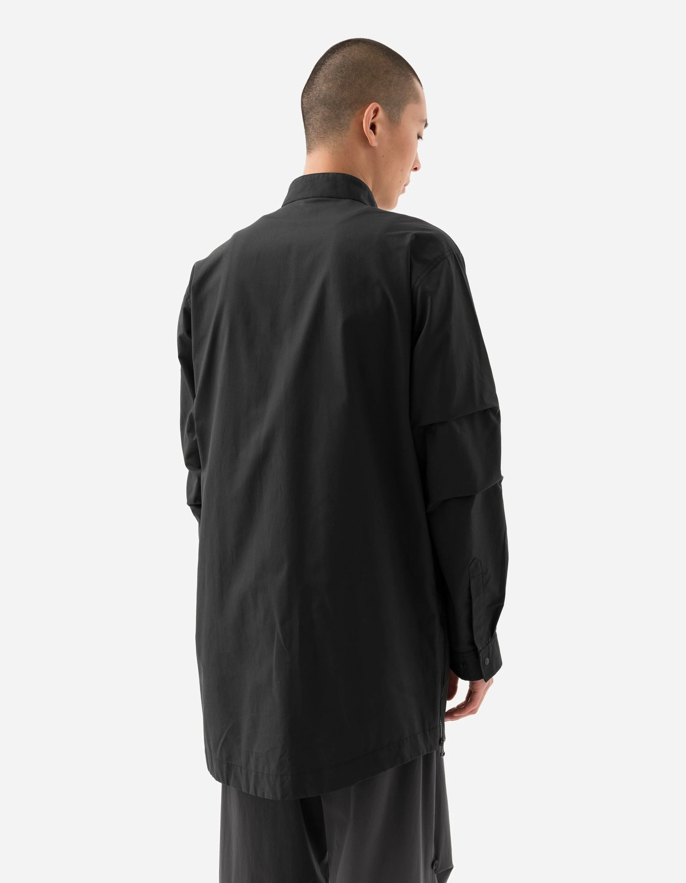 6108 Long Zipped Kurta Shirt Black - Image 4