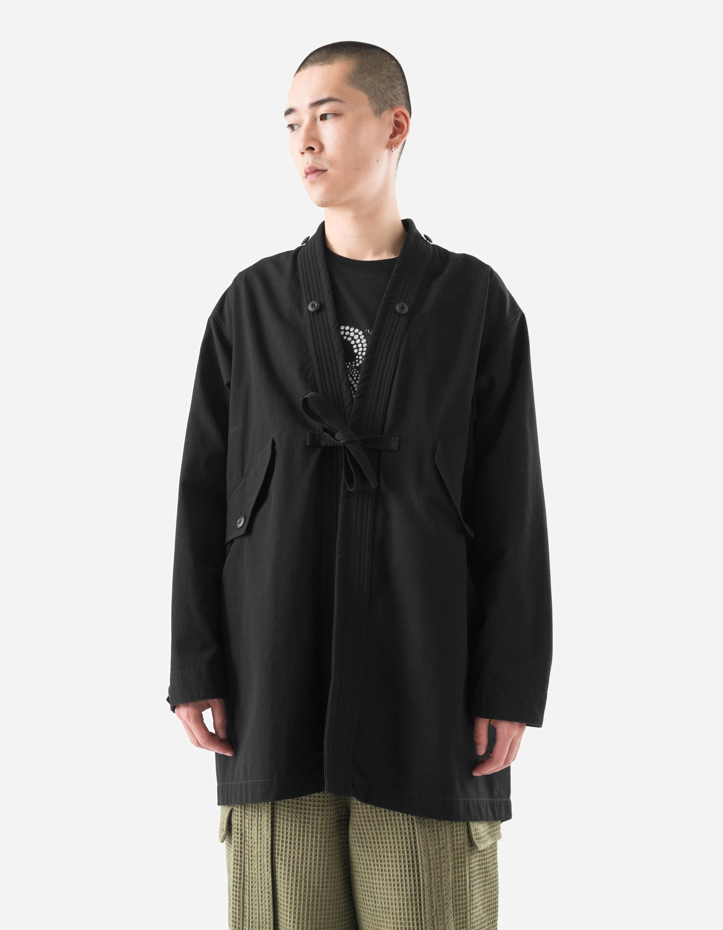 6123 Fubuki Dragon Embroidered Kimono Parka Black - Image 3