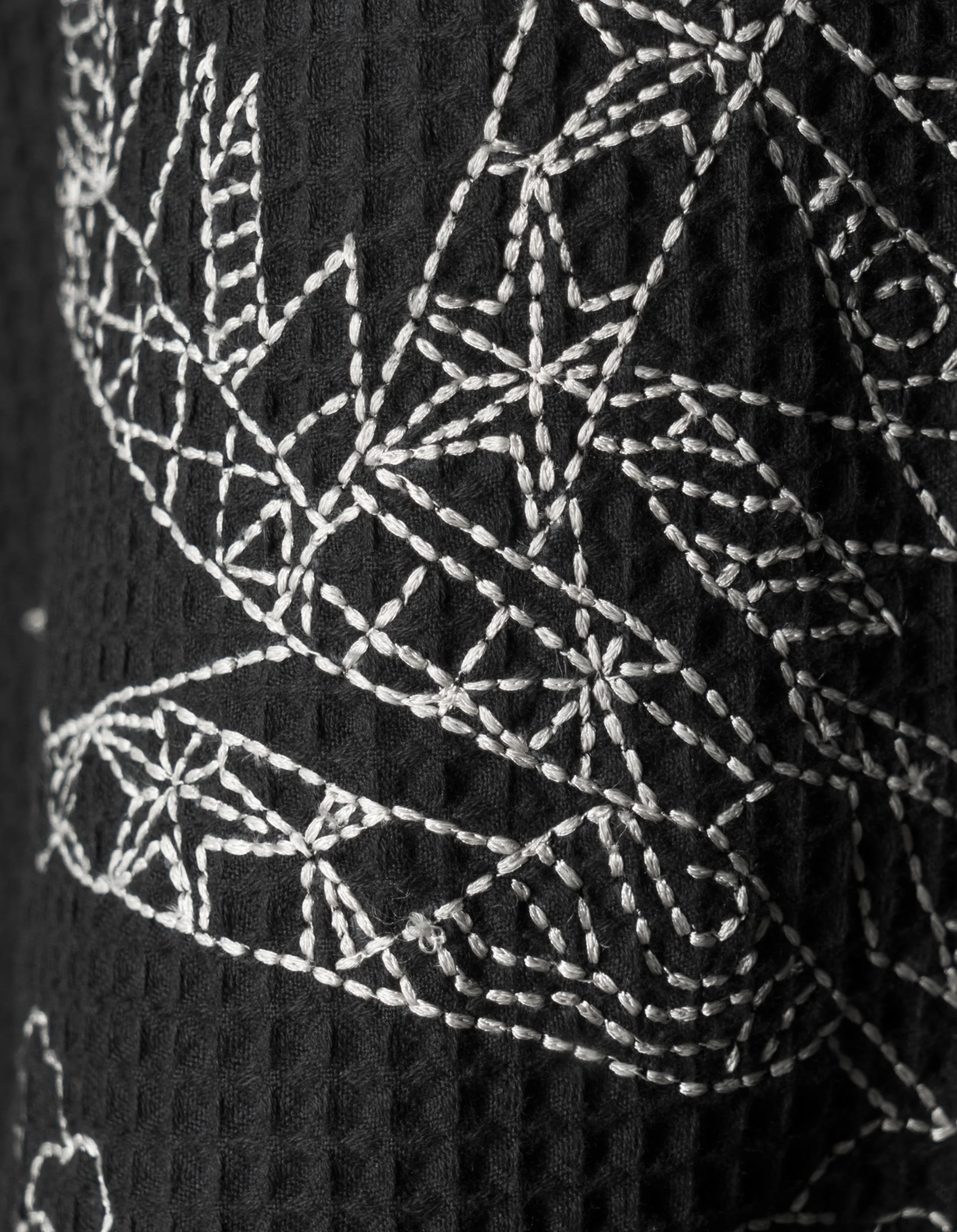 6241 Embroidered Waffle Kimono Overshirt Black - Image 9