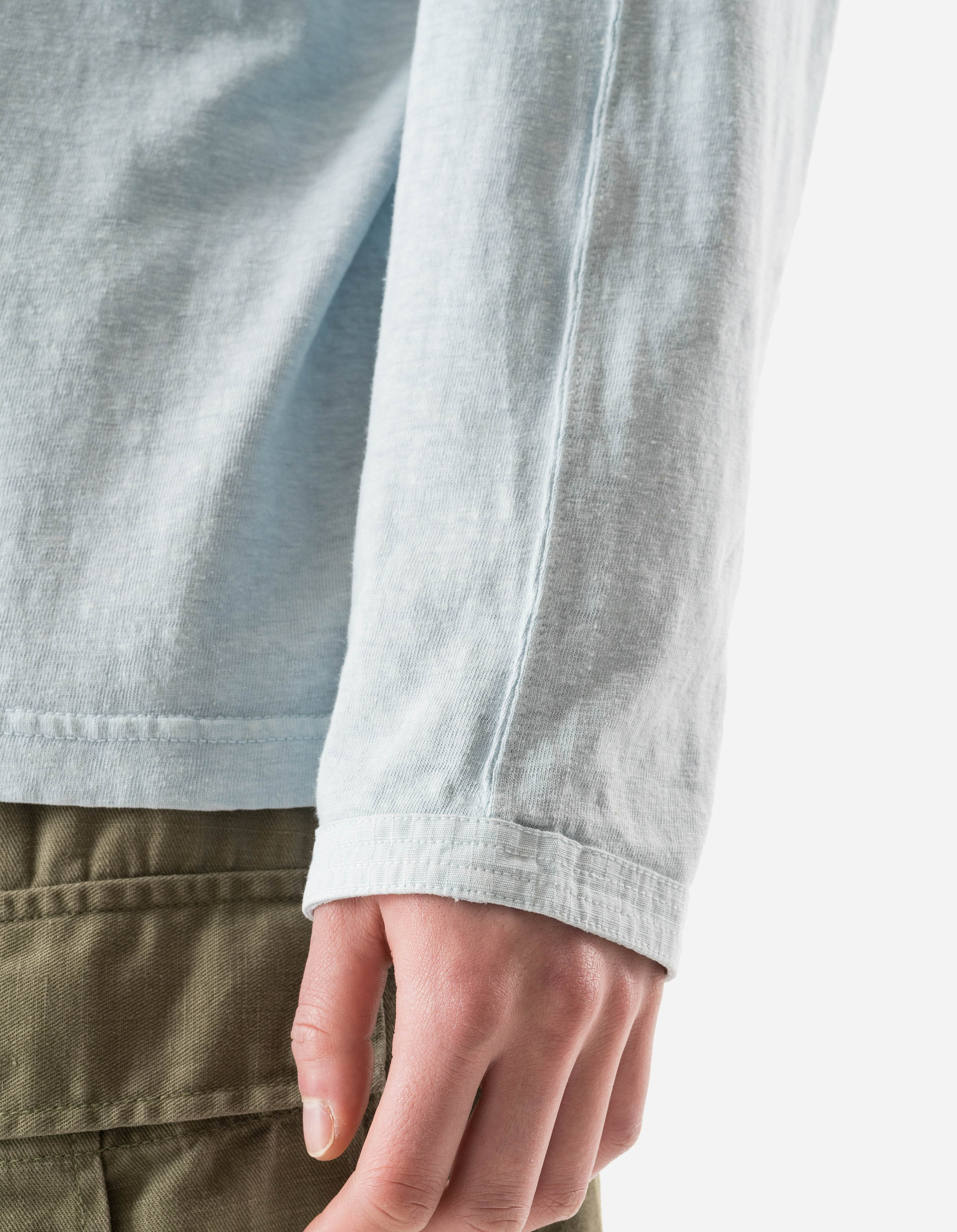 7208 Cotton Hemp Henley L/S T-Shirt Light Blue - Image 5