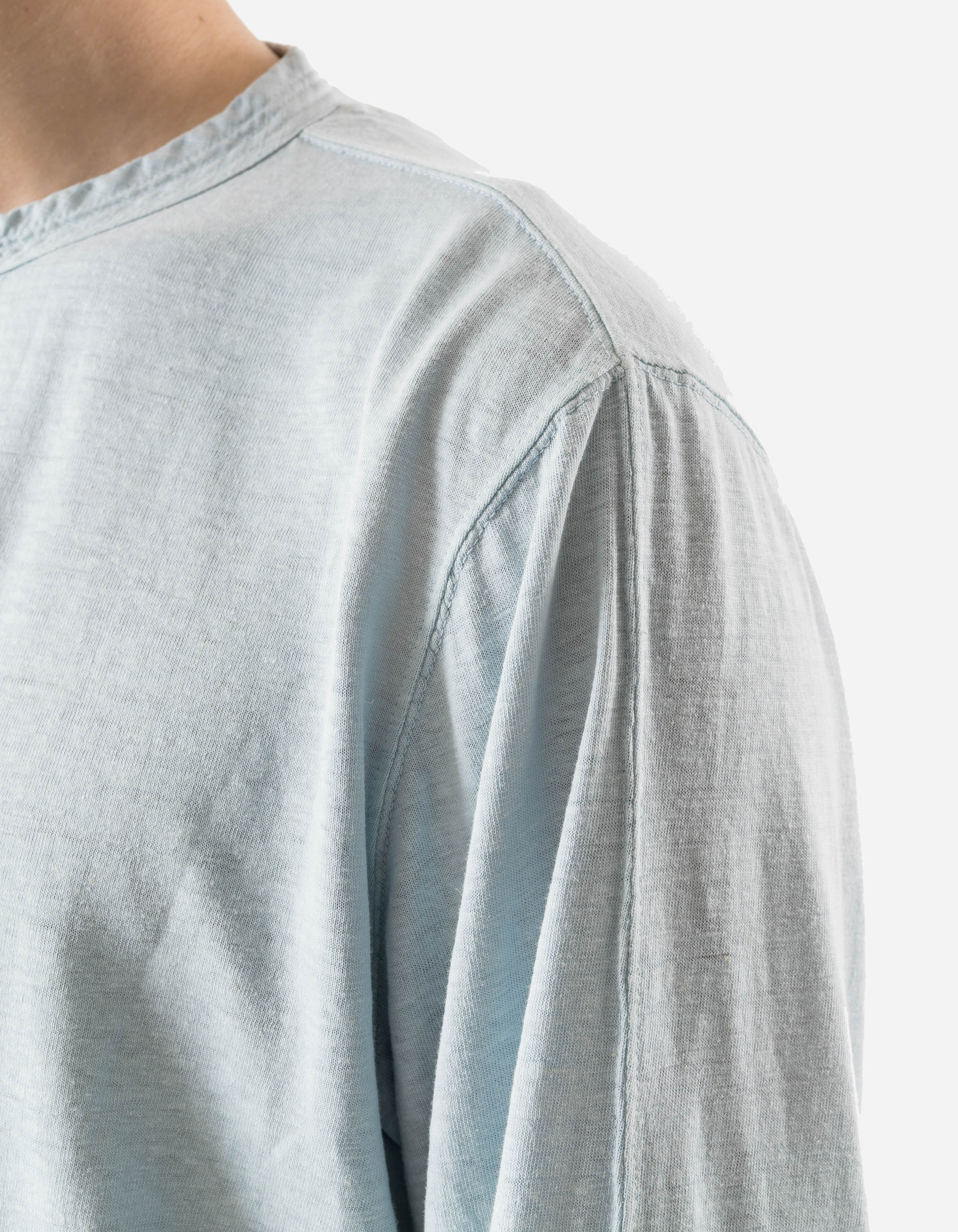 7208 Cotton Hemp Henley L/S T-Shirt Light Blue - Image 6