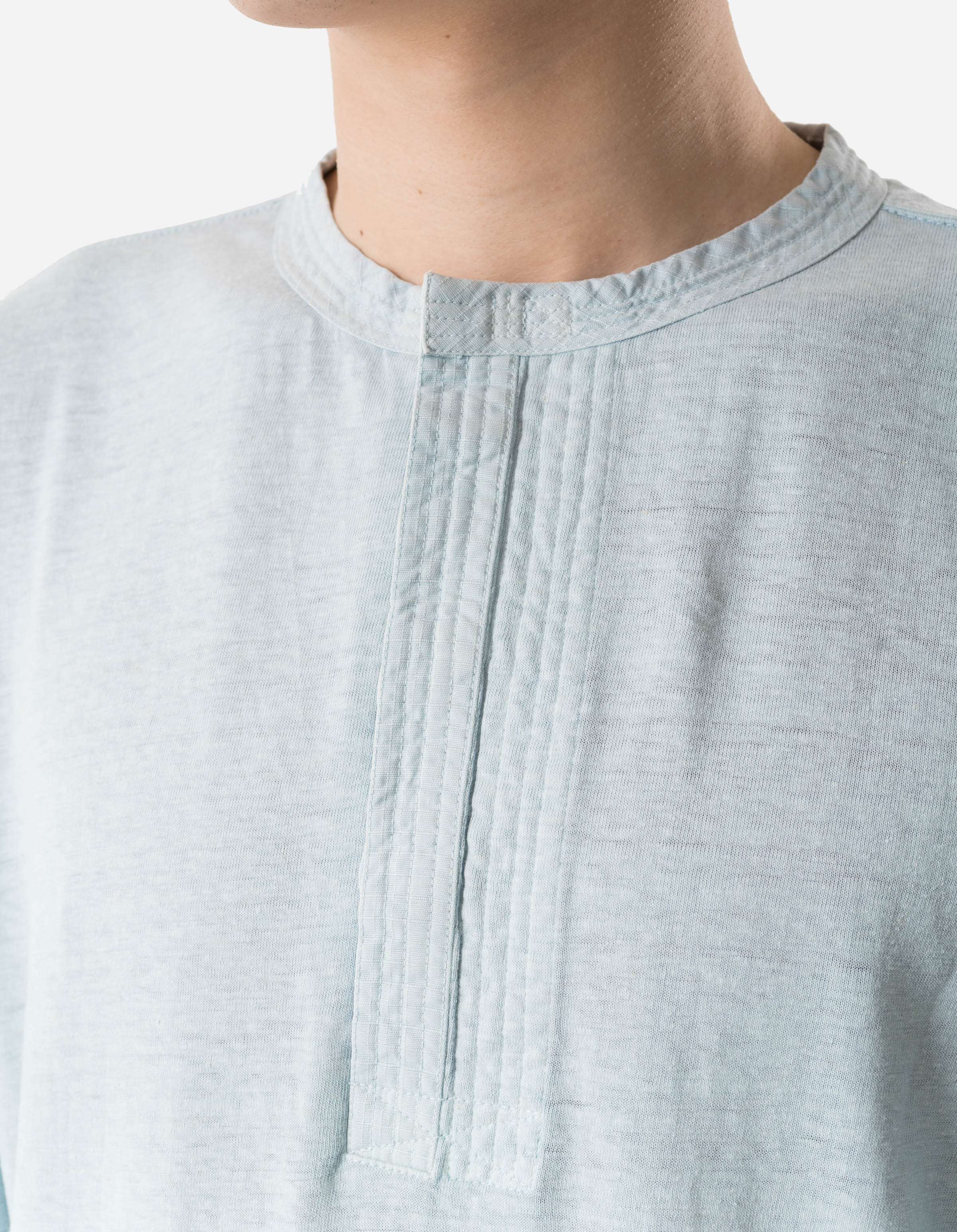 7208 Cotton Hemp Henley L/S T-Shirt Light Blue - Image 7