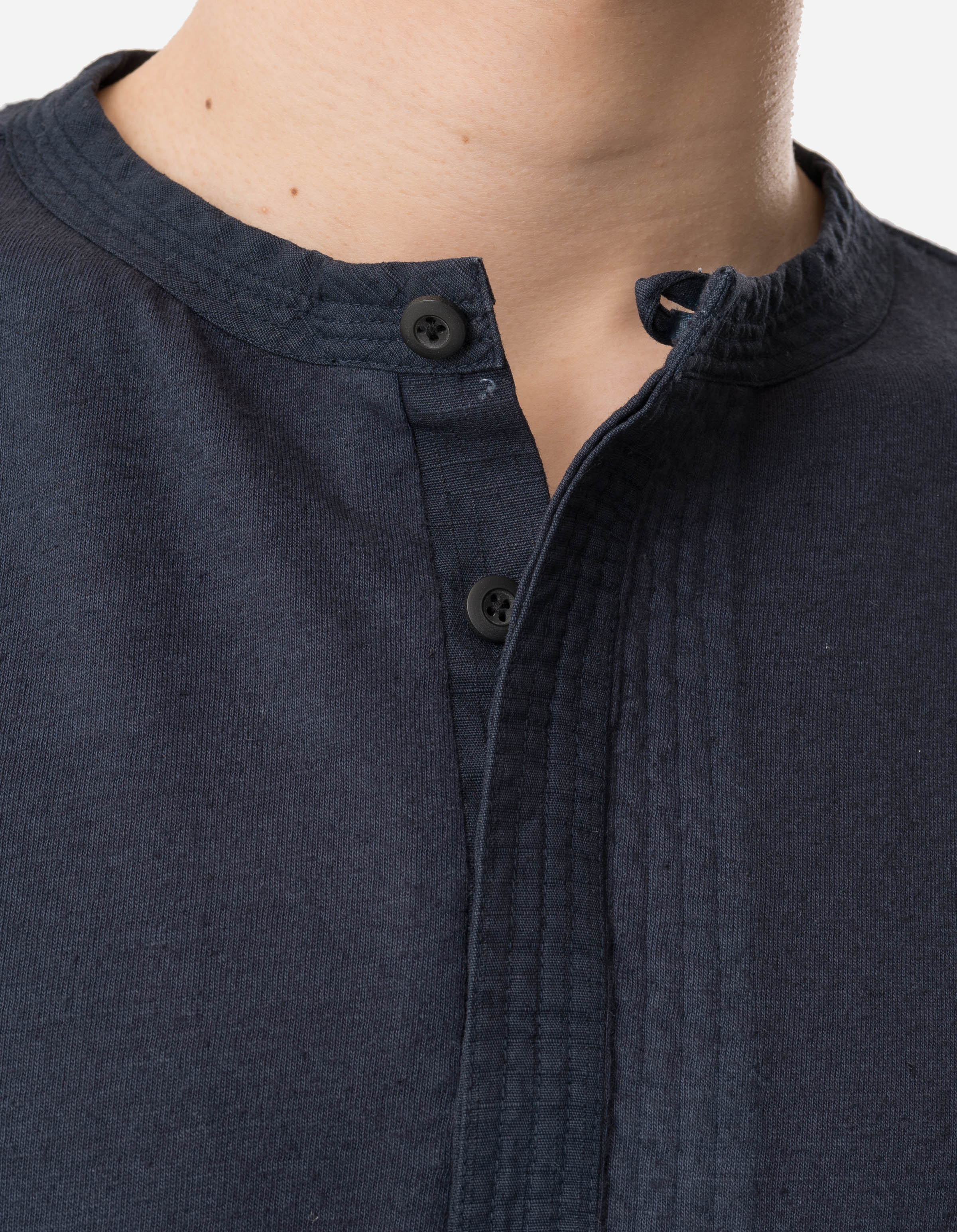 7208 Cotton Hemp Henley L/S T-Shirt Navy - Image 6