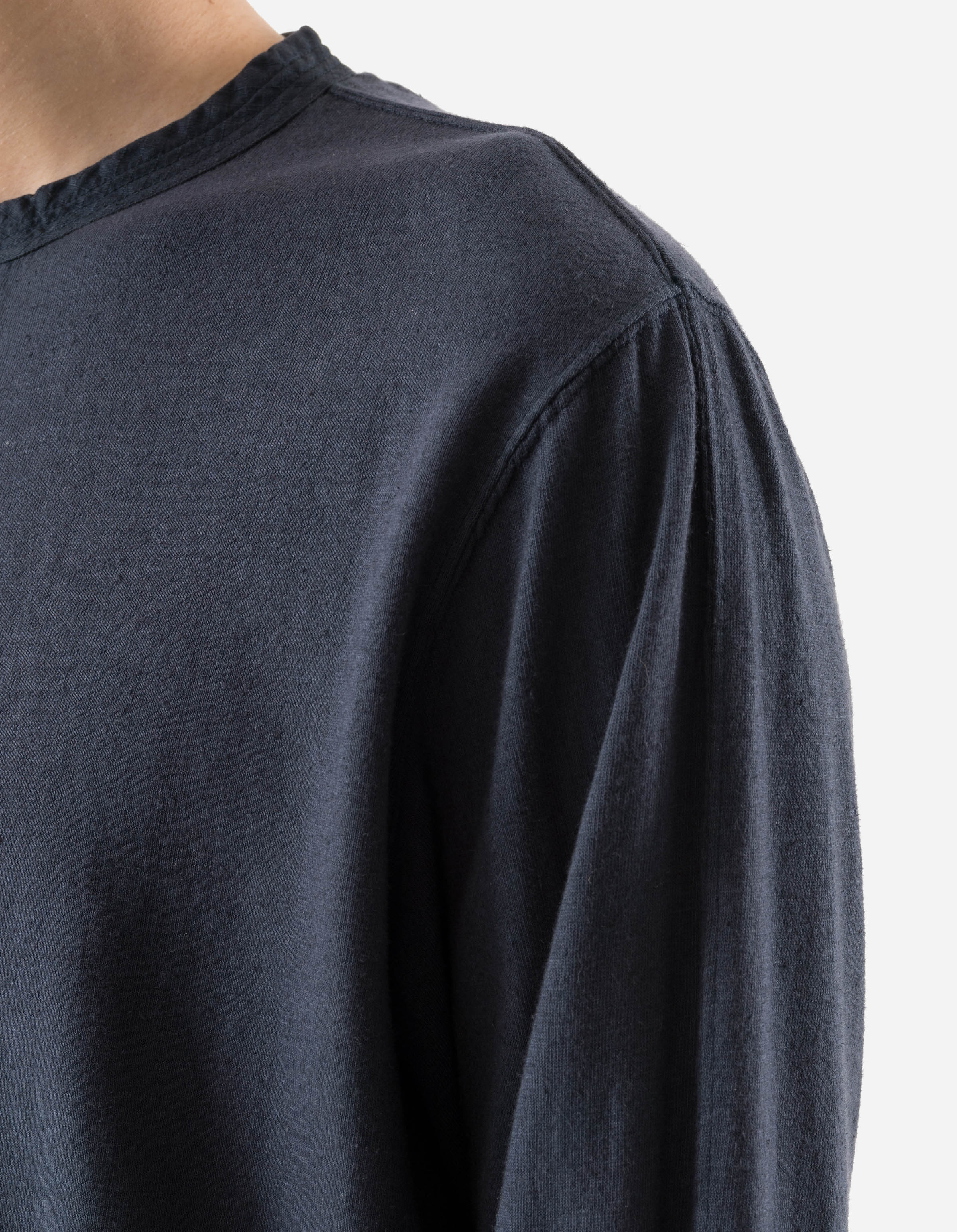 7208 Cotton Hemp Henley L/S T-Shirt Navy - Image 7