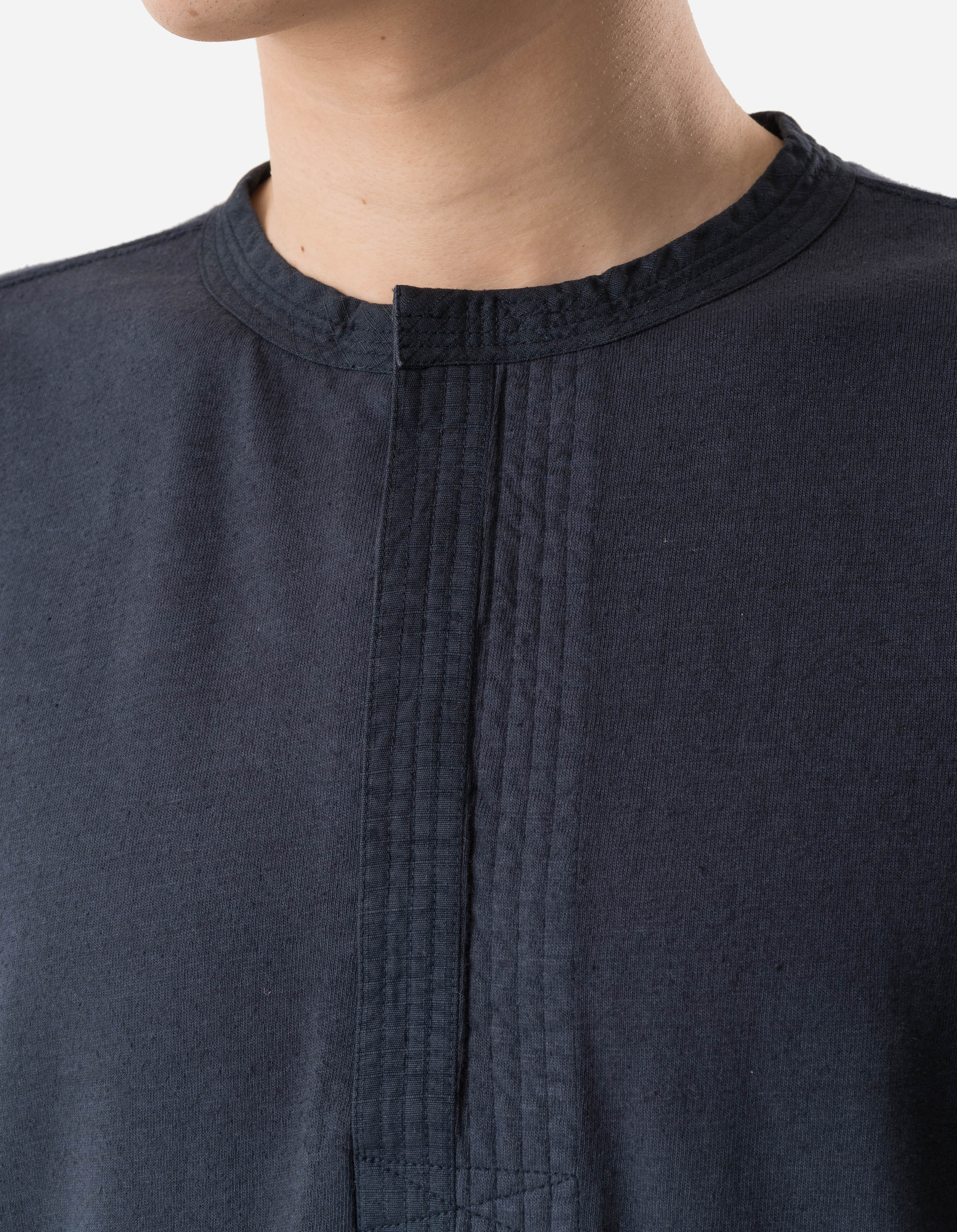 7208 Cotton Hemp Henley L/S T-Shirt Navy - Image 8