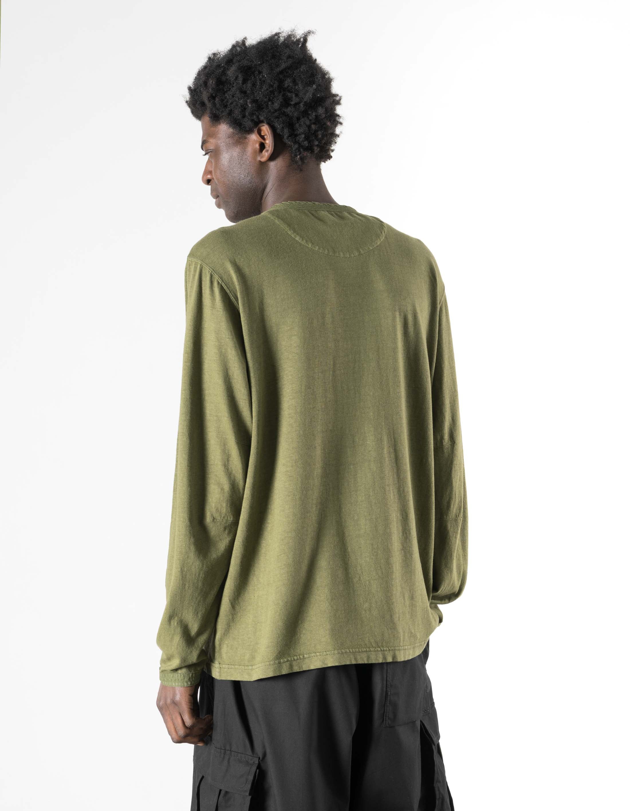 7208 Cotton Hemp Henley L/S T-Shirt Olive OG-107F - Image 4