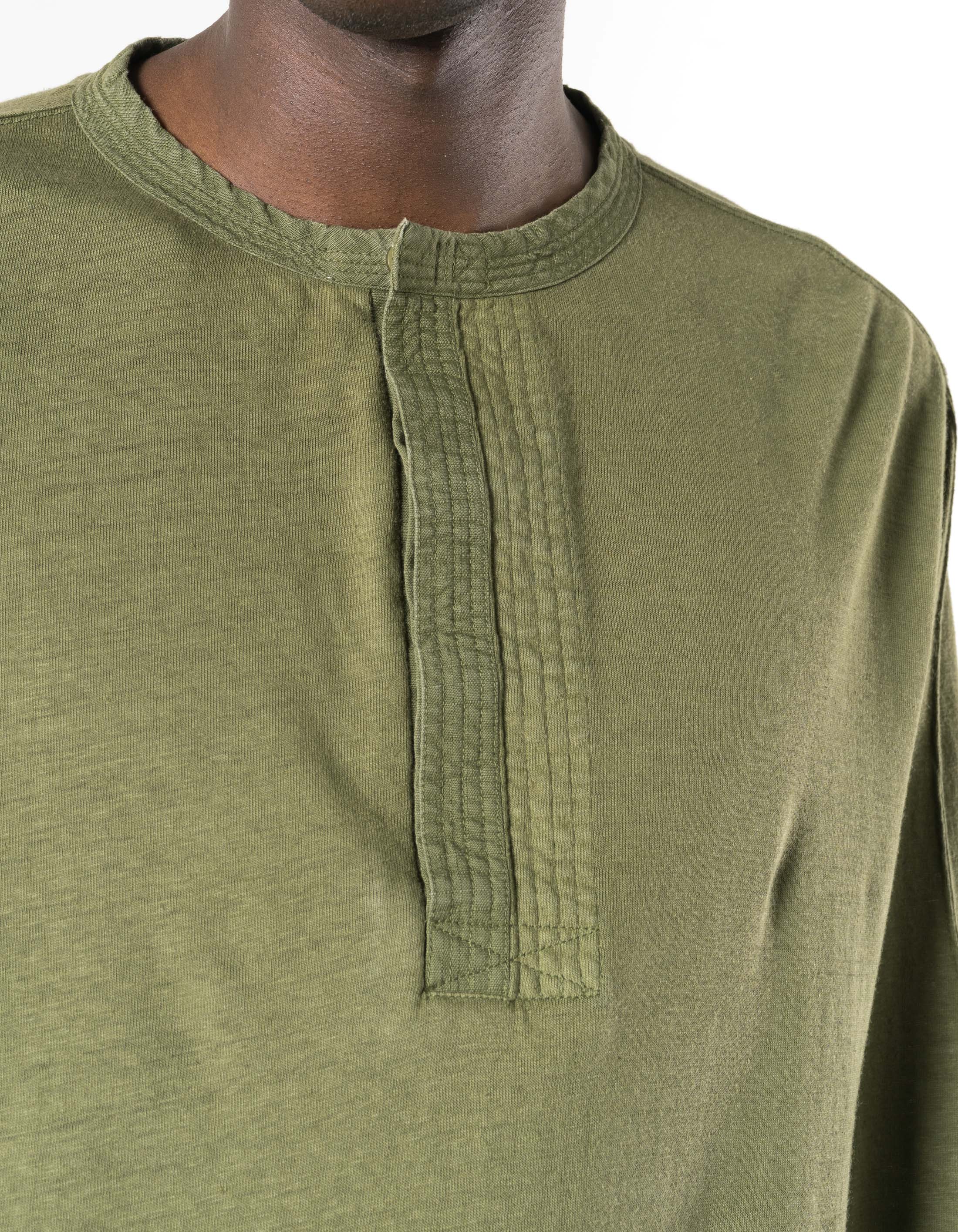7208 Cotton Hemp Henley L/S T-Shirt Olive OG-107F - Image 5