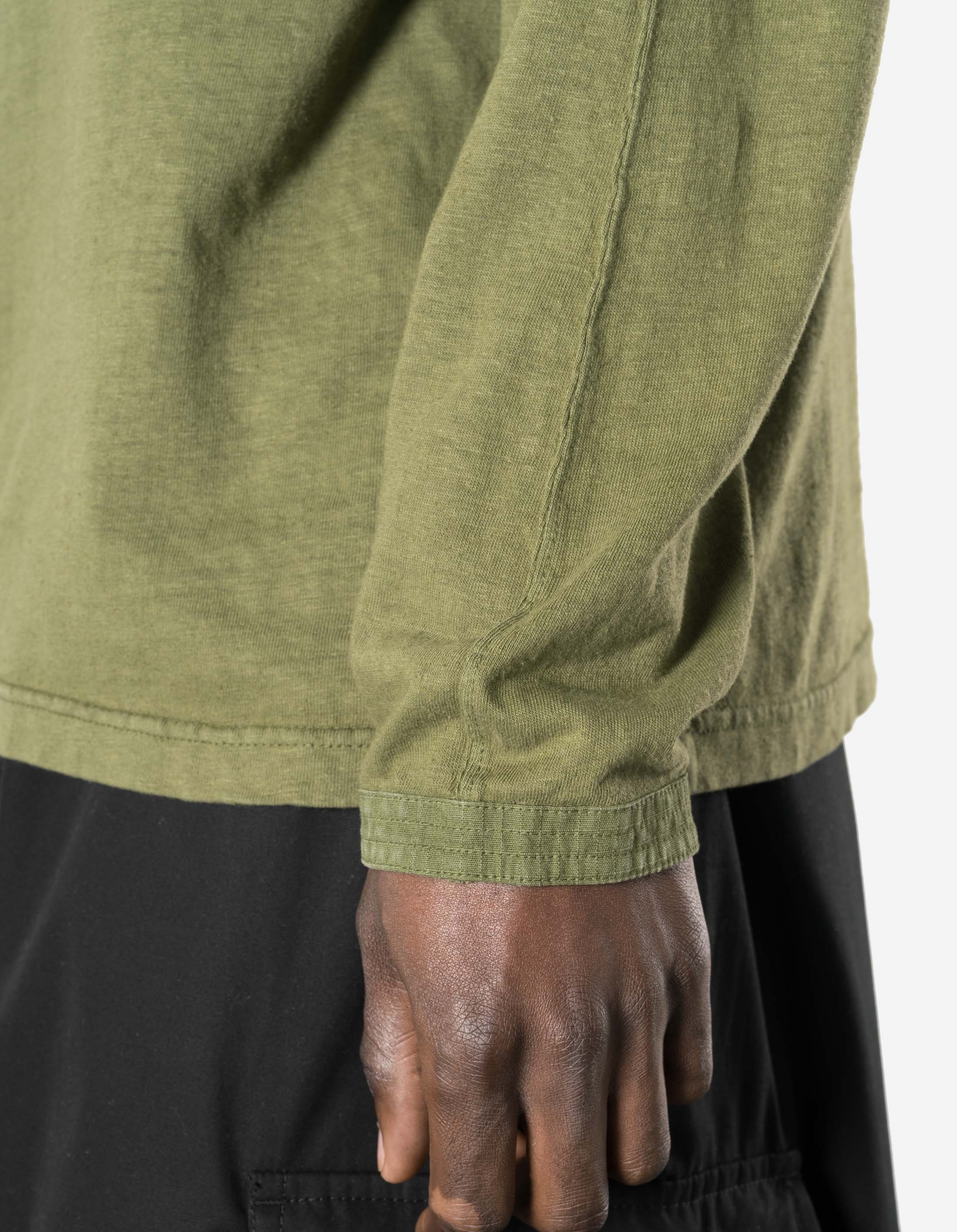 7208 Cotton Hemp Henley L/S T-Shirt Olive OG-107F - Image 7