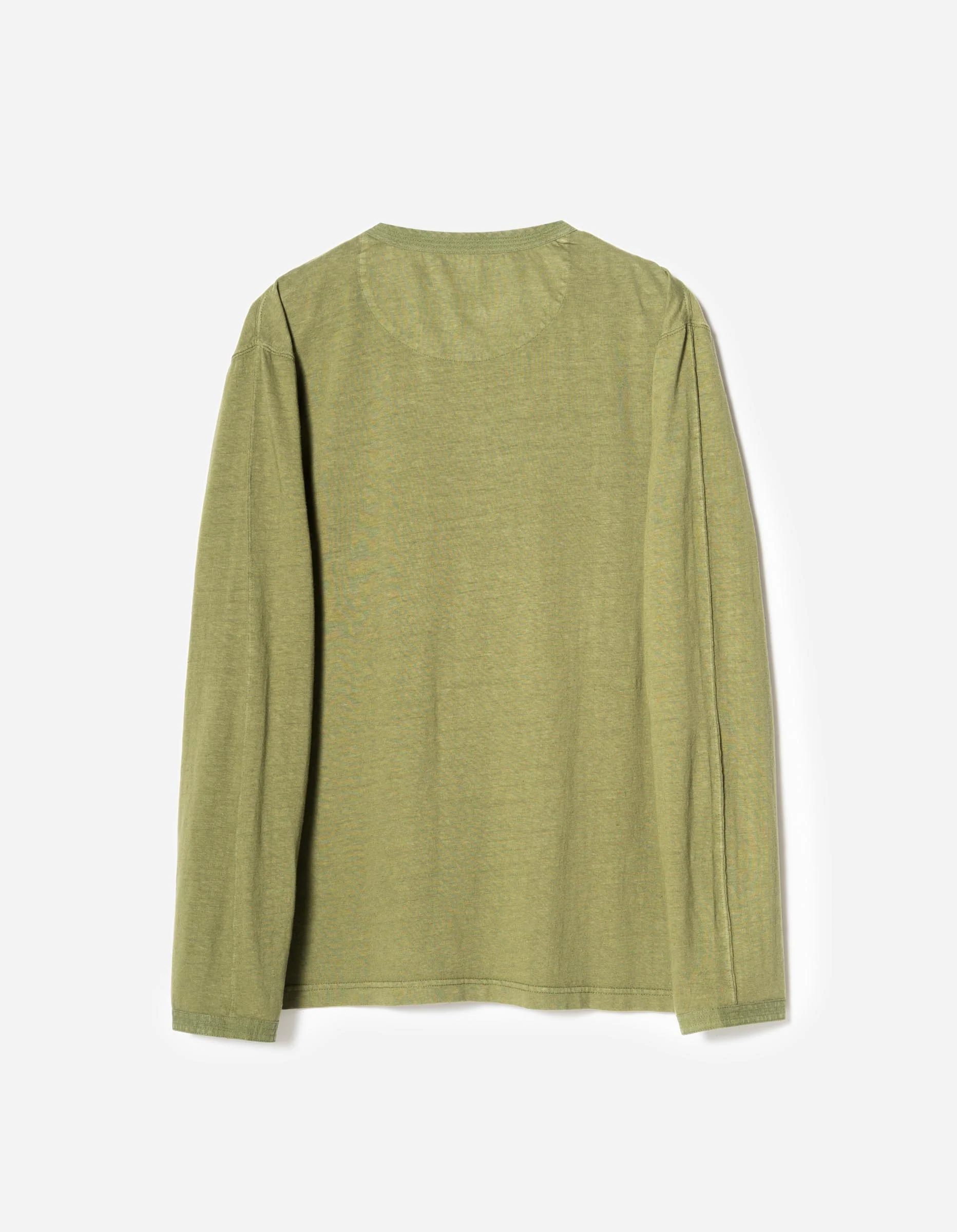 7208 Cotton Hemp Henley L/S T-Shirt Olive OG-107F - Image 8