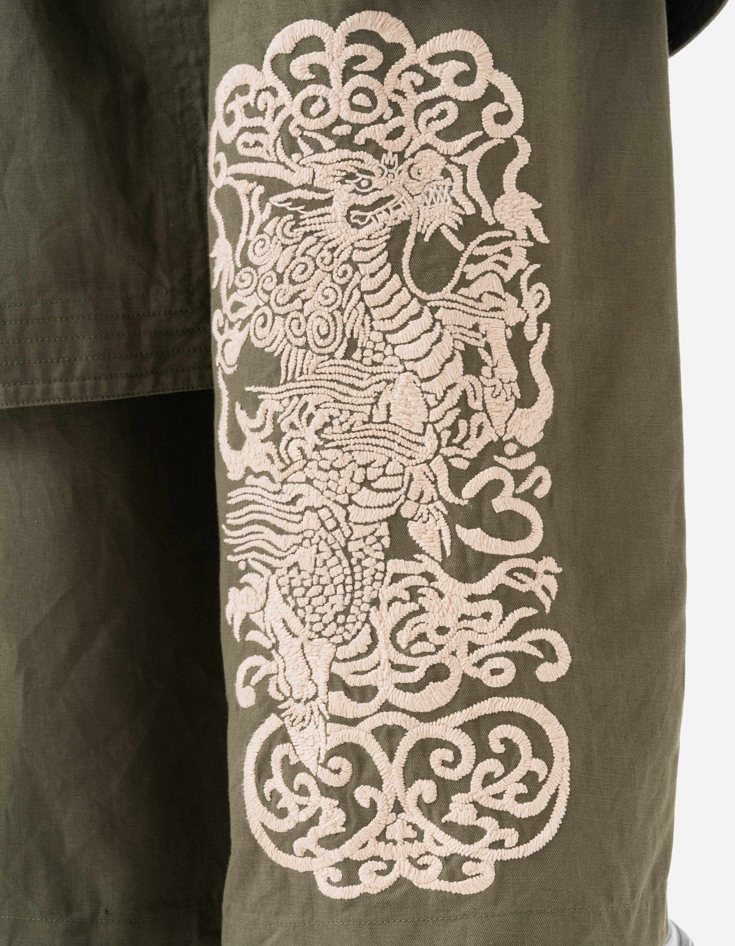 7232 Kirin Asym Cargo Hakama Pants Olive OG-107F - Image 6