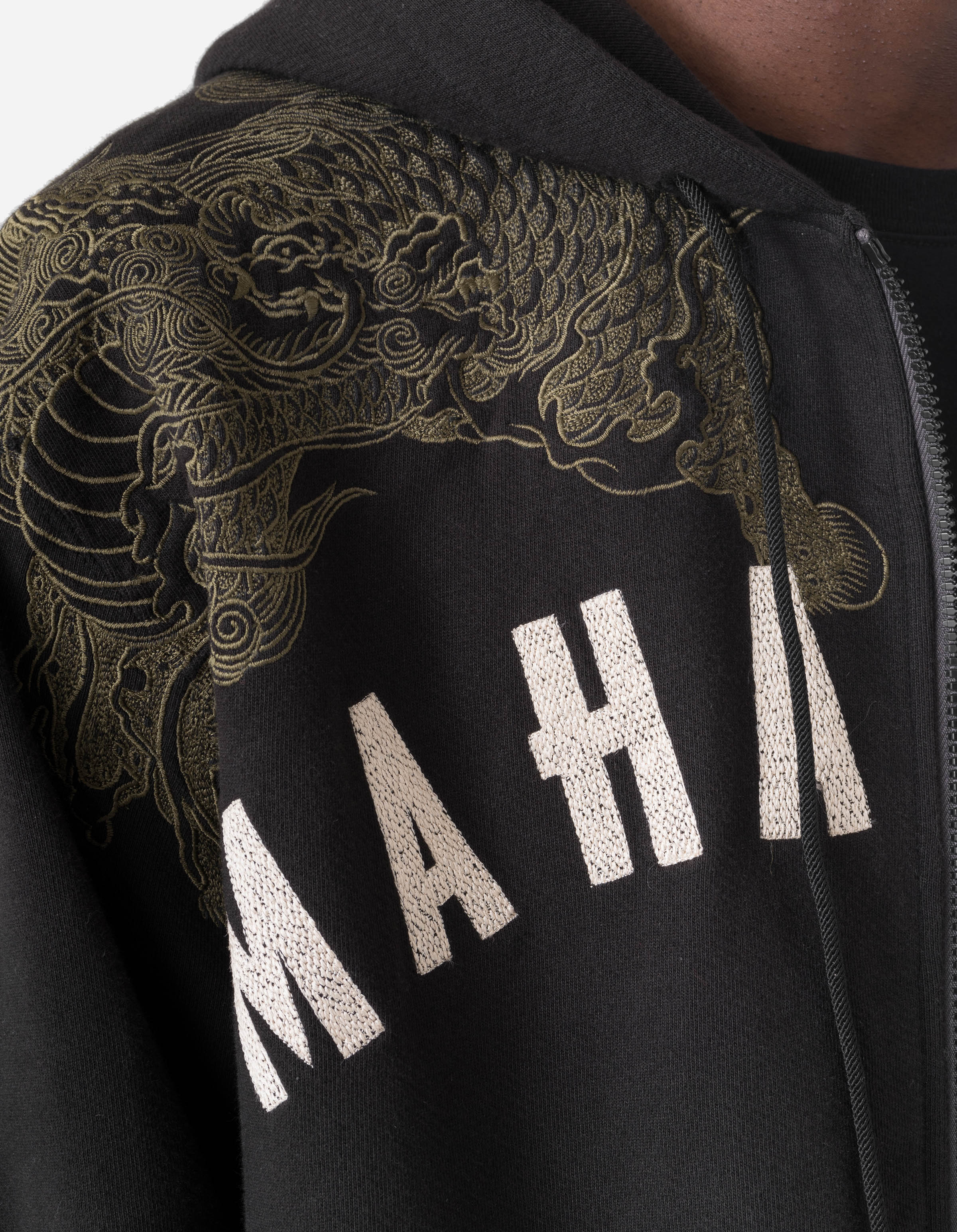 7234 Kirin Zip Through Hooded Sweat Black - Image 3
