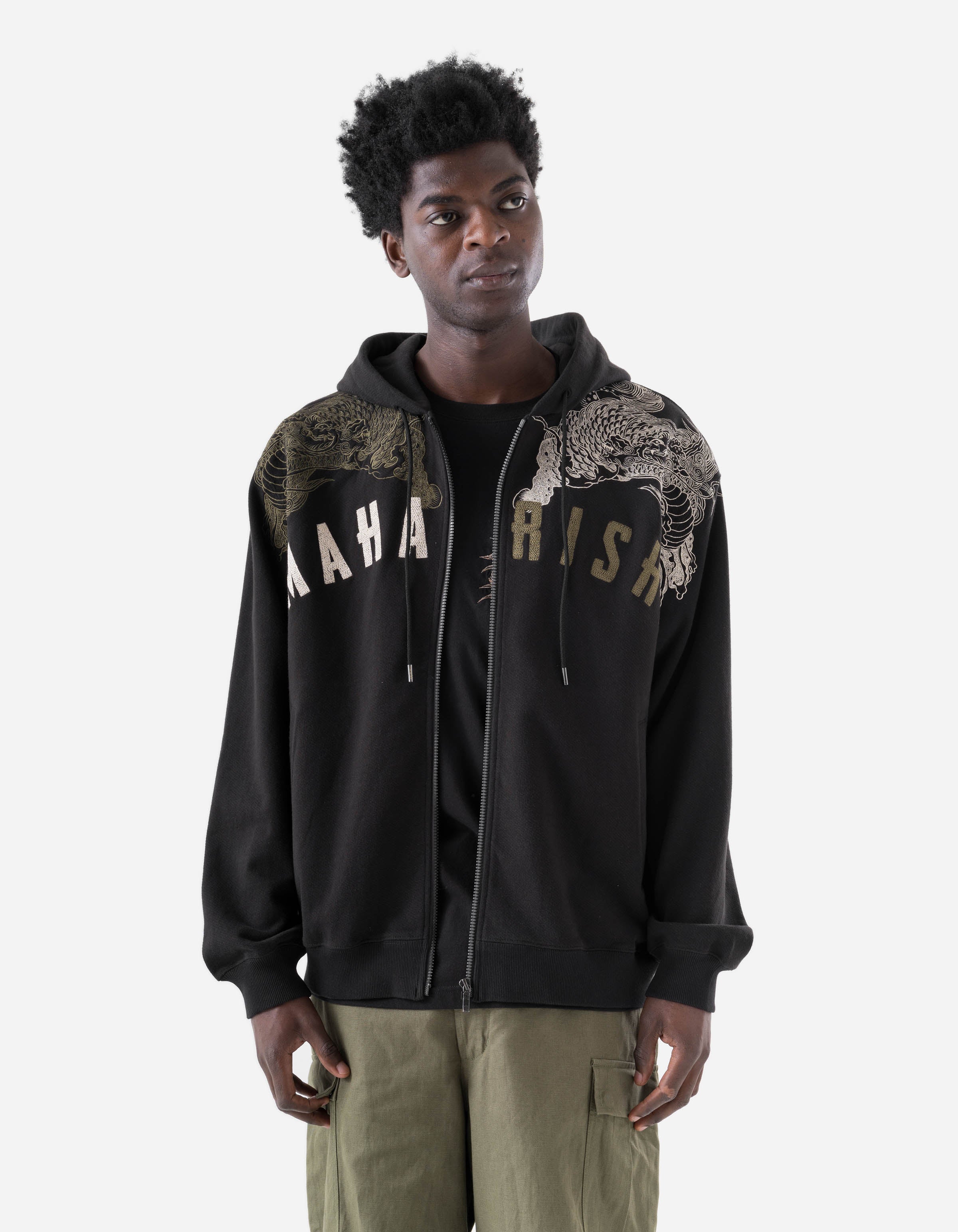 7234 Kirin Zip Through Hooded Sweat Black - Image 4