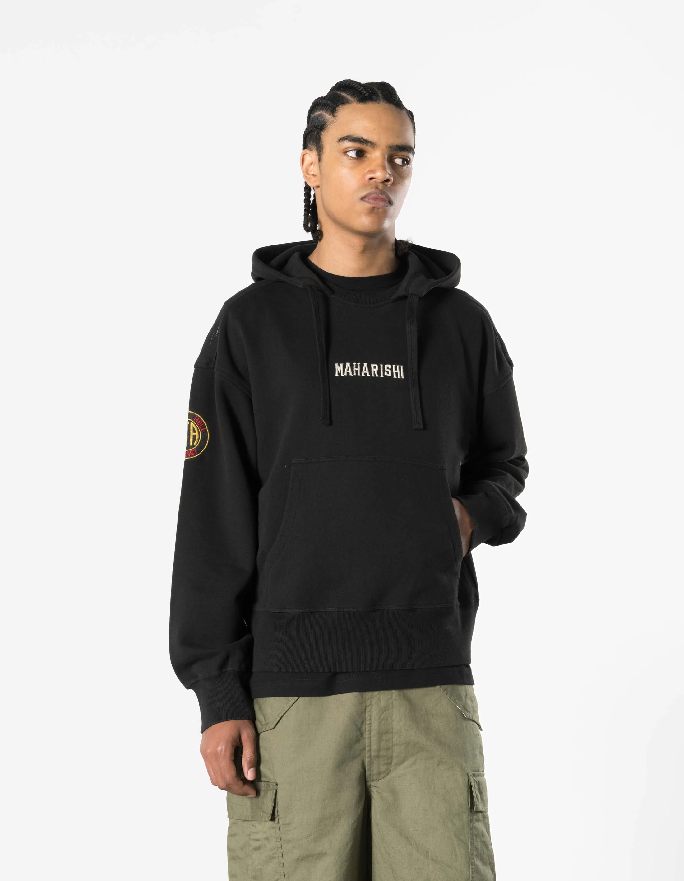 7244 Temple M Vintage Hooded Sweat Black - Image 3