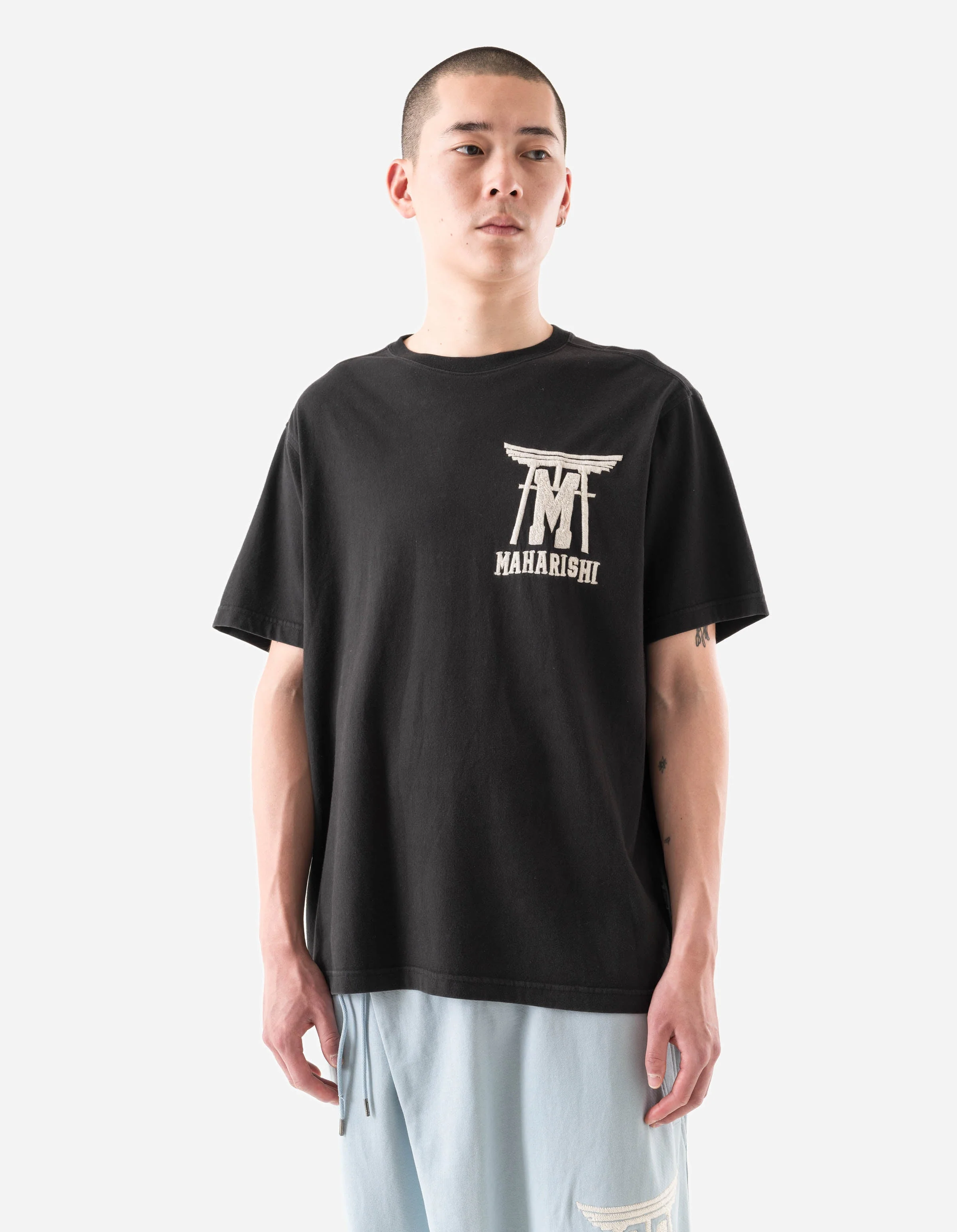 7260 Temple M Vintage S/S T-Shirt Black - Image 3