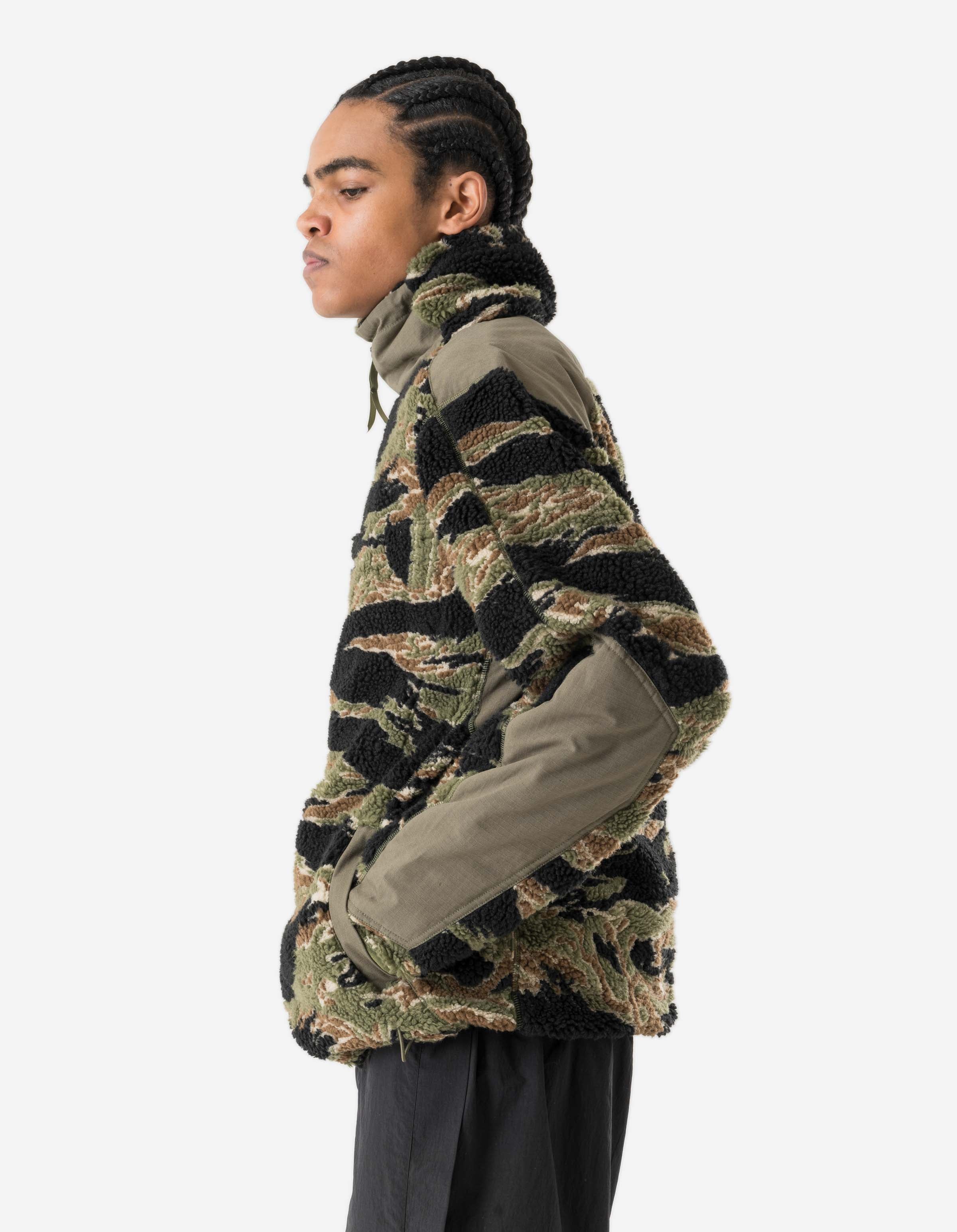 7275 Camo Asym Sherpa Fleece Jacket Mint Gold - Image 3