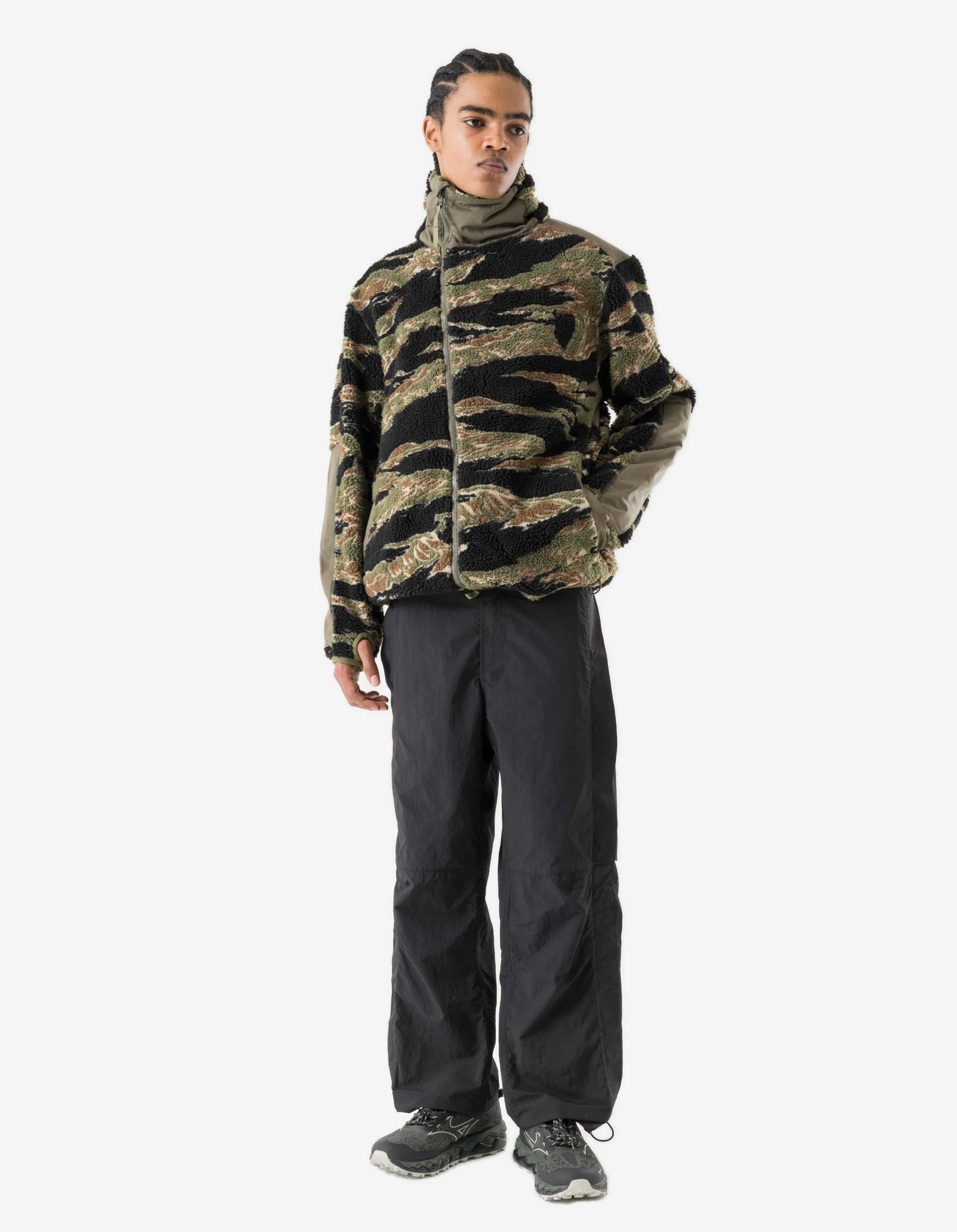 7275 Camo Asym Sherpa Fleece Jacket Mint Gold - Image 4