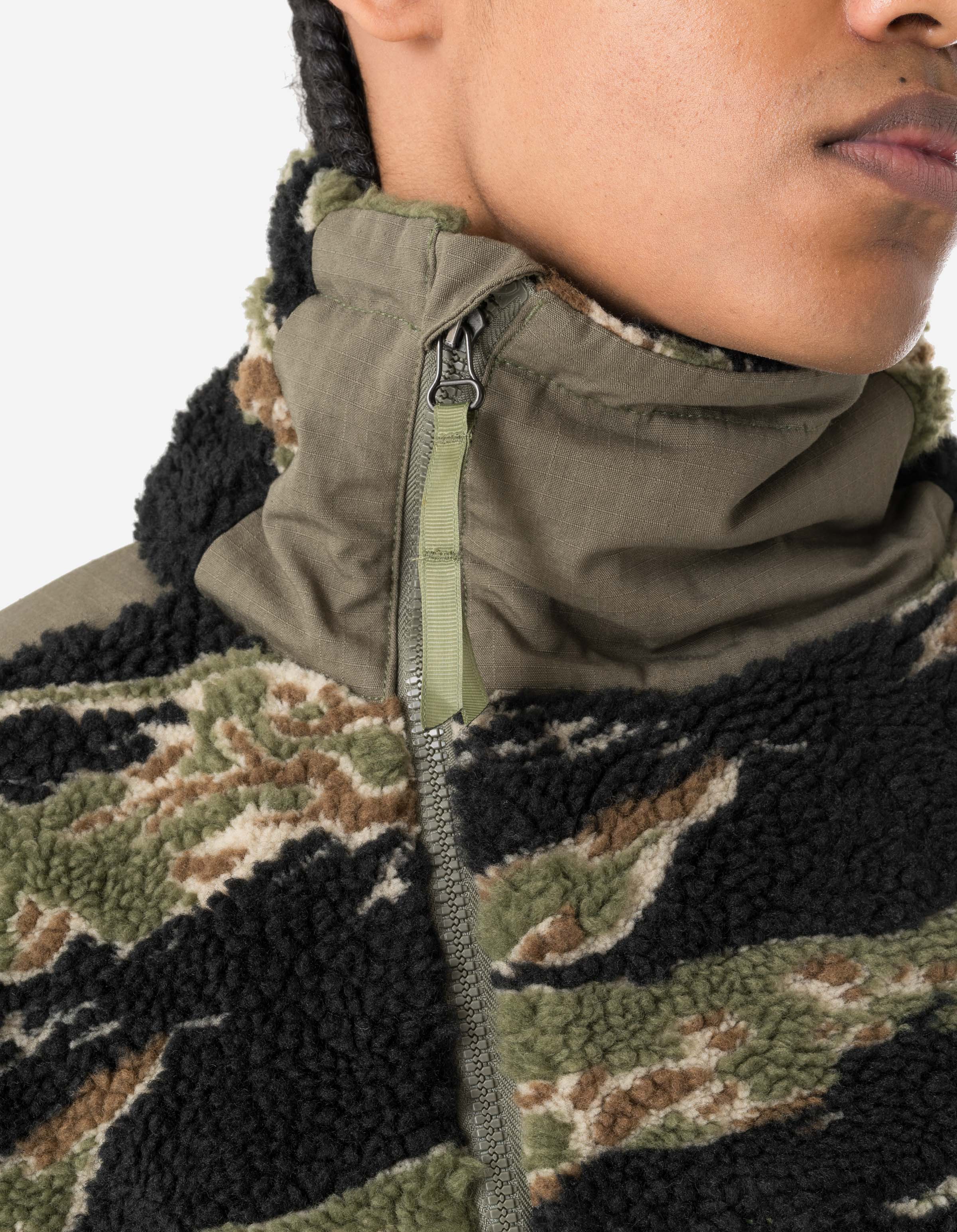 7275 Camo Asym Sherpa Fleece Jacket Mint Gold - Image 5