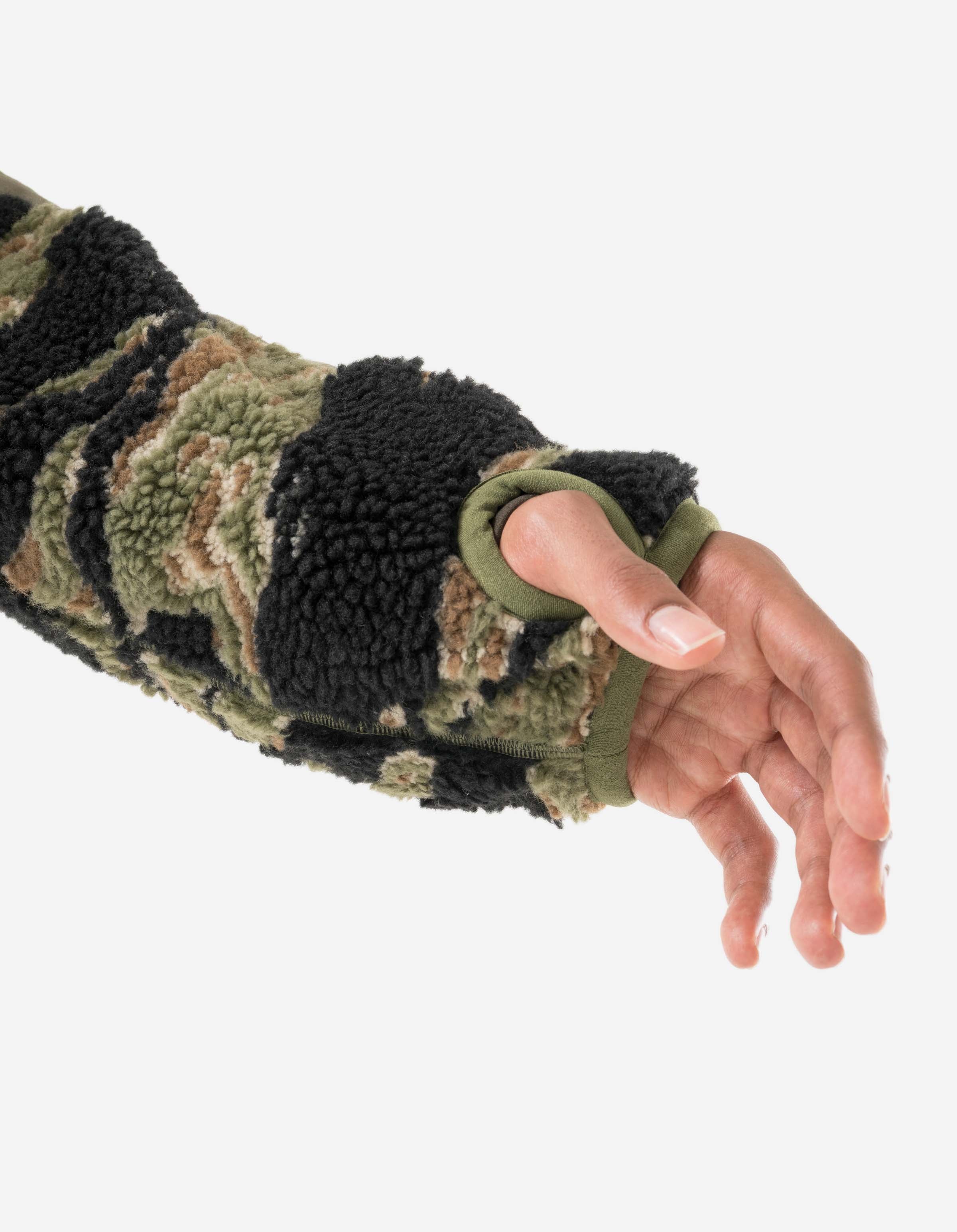 7275 Camo Asym Sherpa Fleece Jacket Mint Gold - Image 6