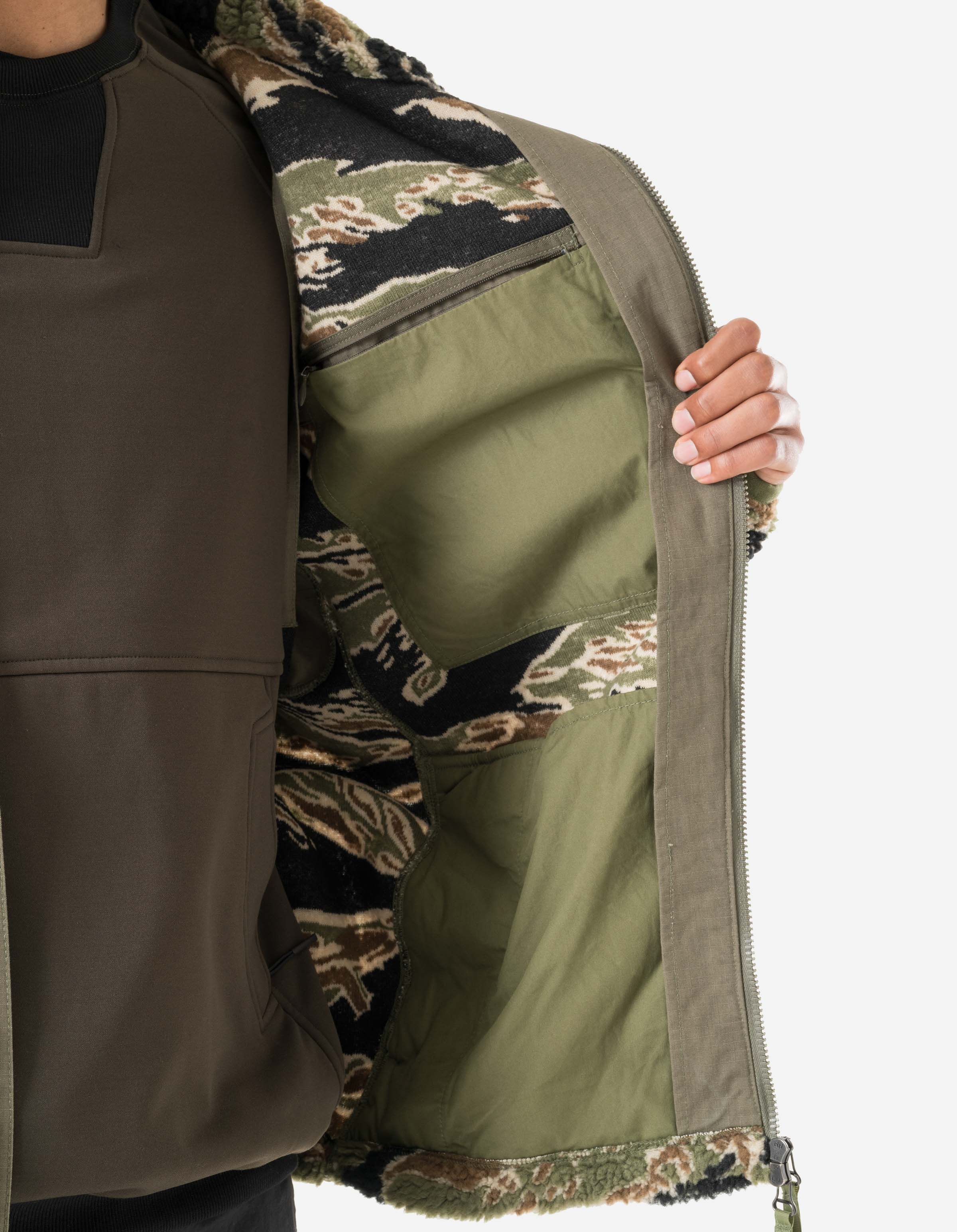 7275 Camo Asym Sherpa Fleece Jacket Mint Gold - Image 7