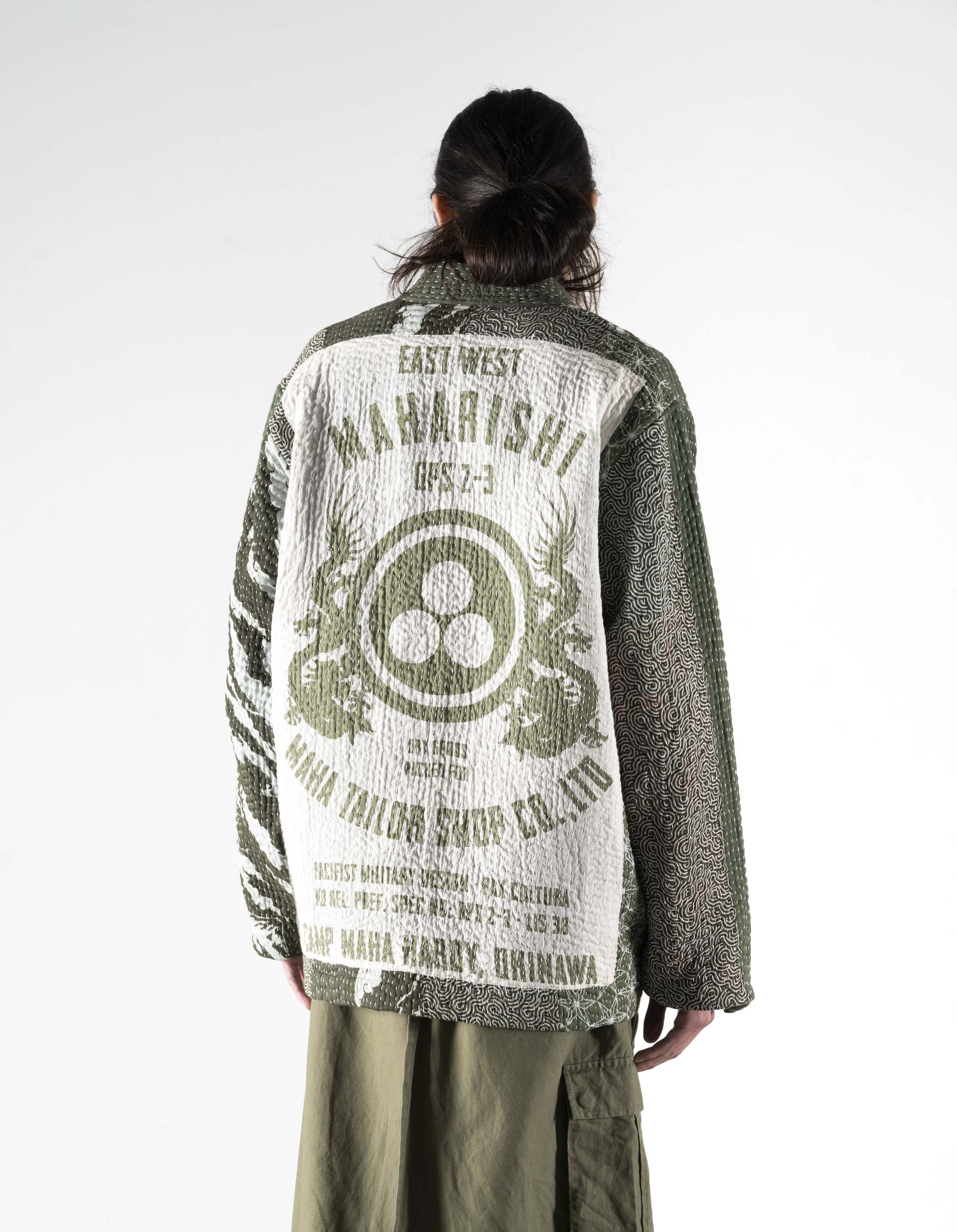 7277 Maha Dry Goods Kimono Ecru/Olive - Image 3