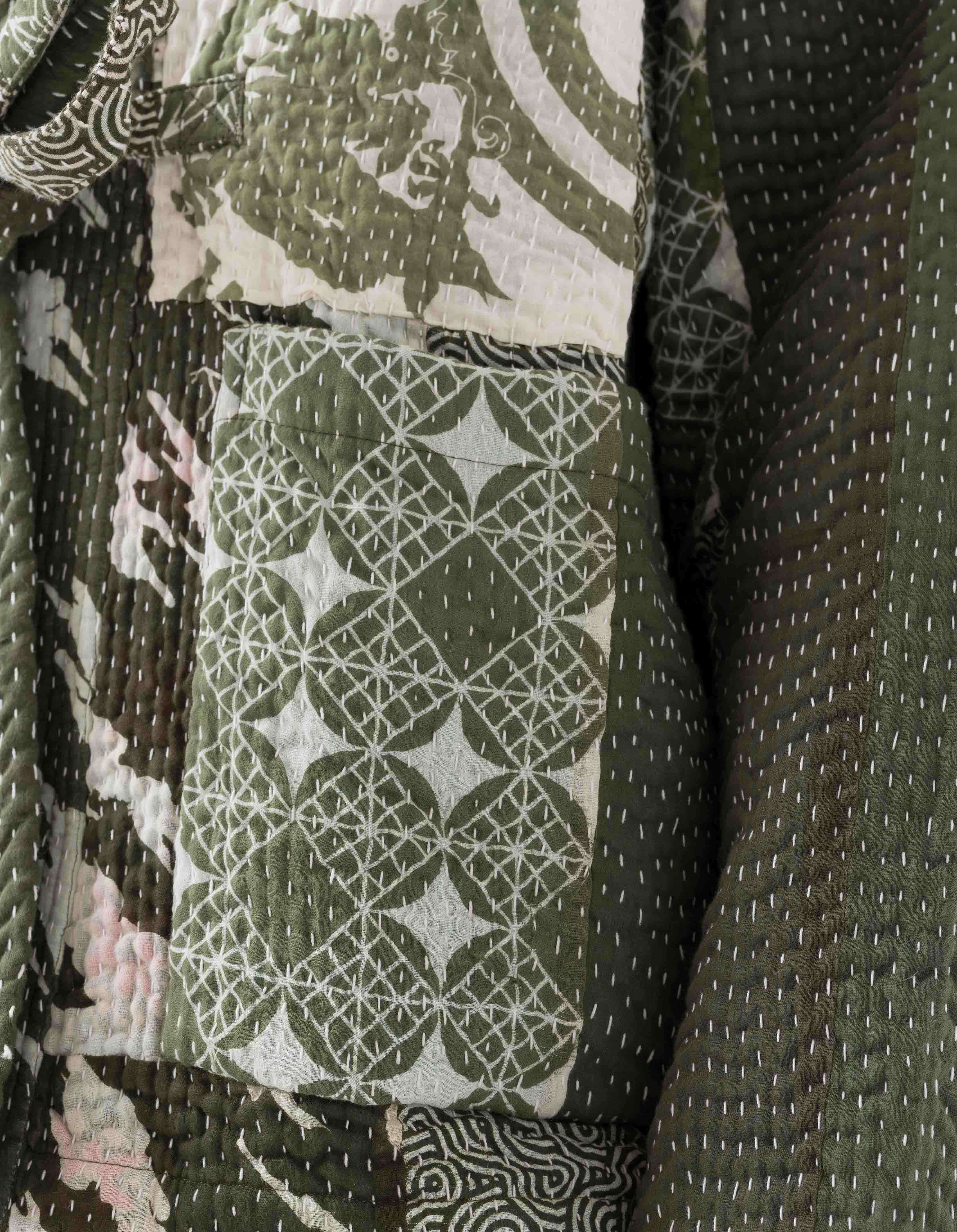 7277 Maha Dry Goods Kimono Ecru/Olive - Image 5