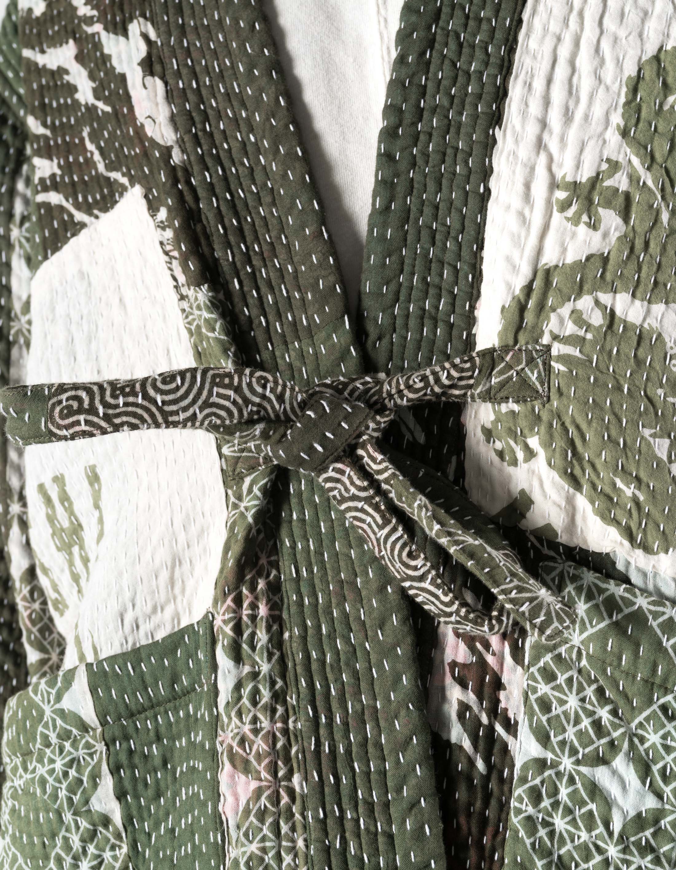 7277 Maha Dry Goods Kimono Ecru/Olive - Image 6