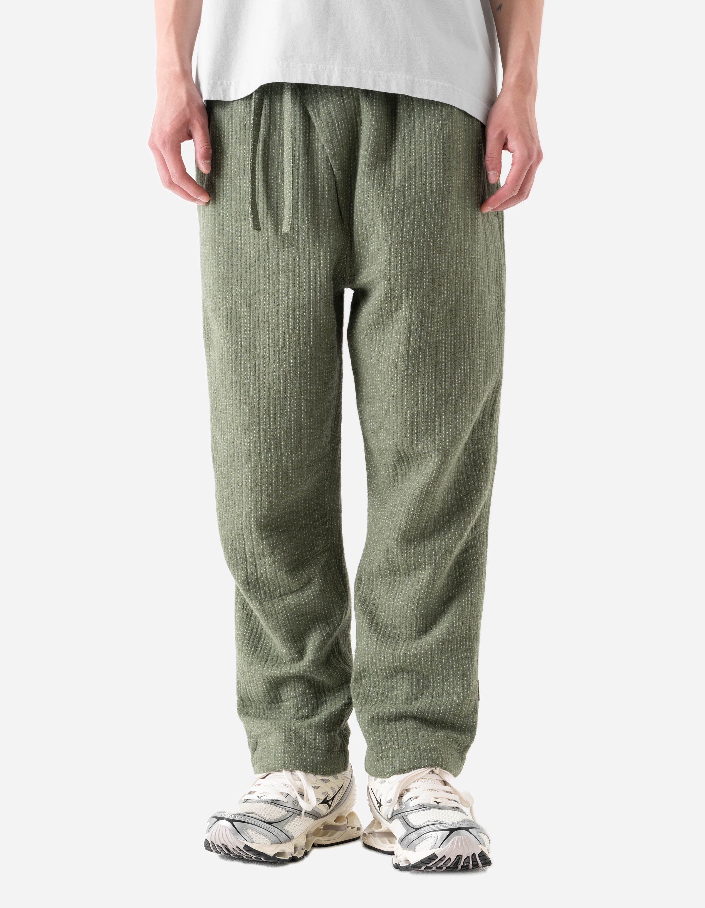 7300 Light Kantha Asym Track Pant Olive - Image 2