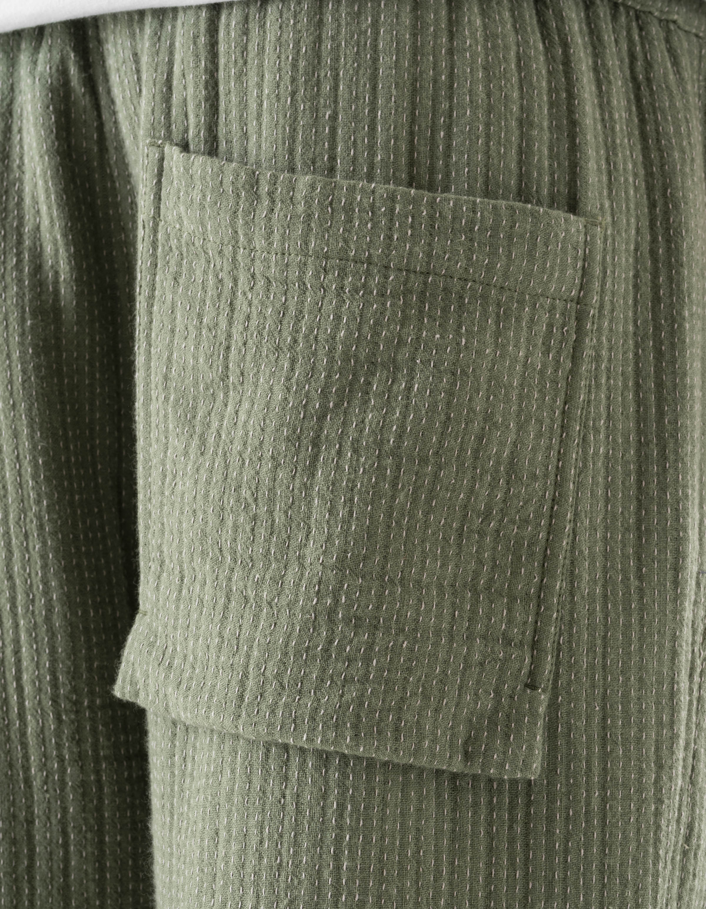 7300 Light Kantha Asym Track Pant Olive - Image 5