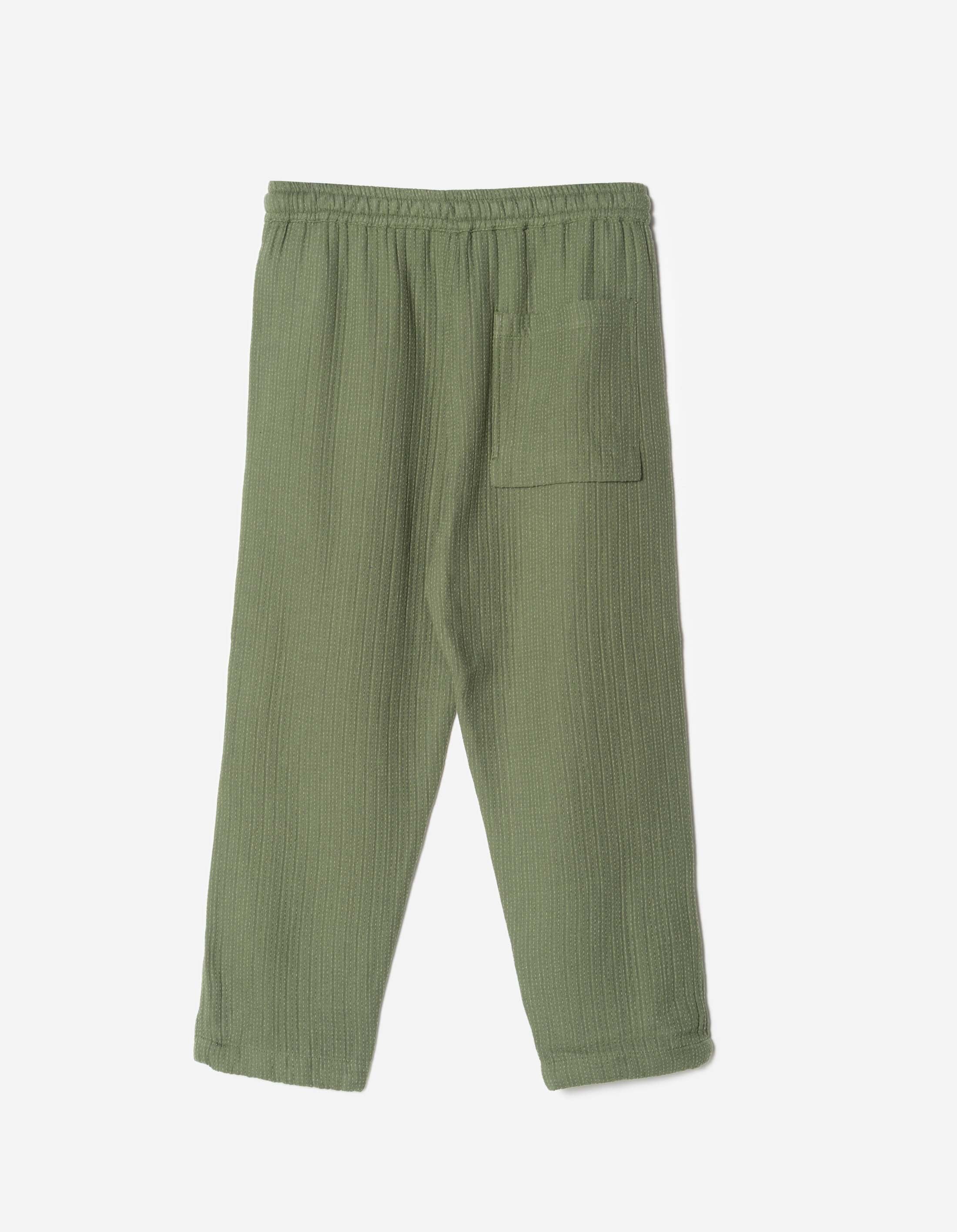7300 Light Kantha Asym Track Pant Olive - Image 9