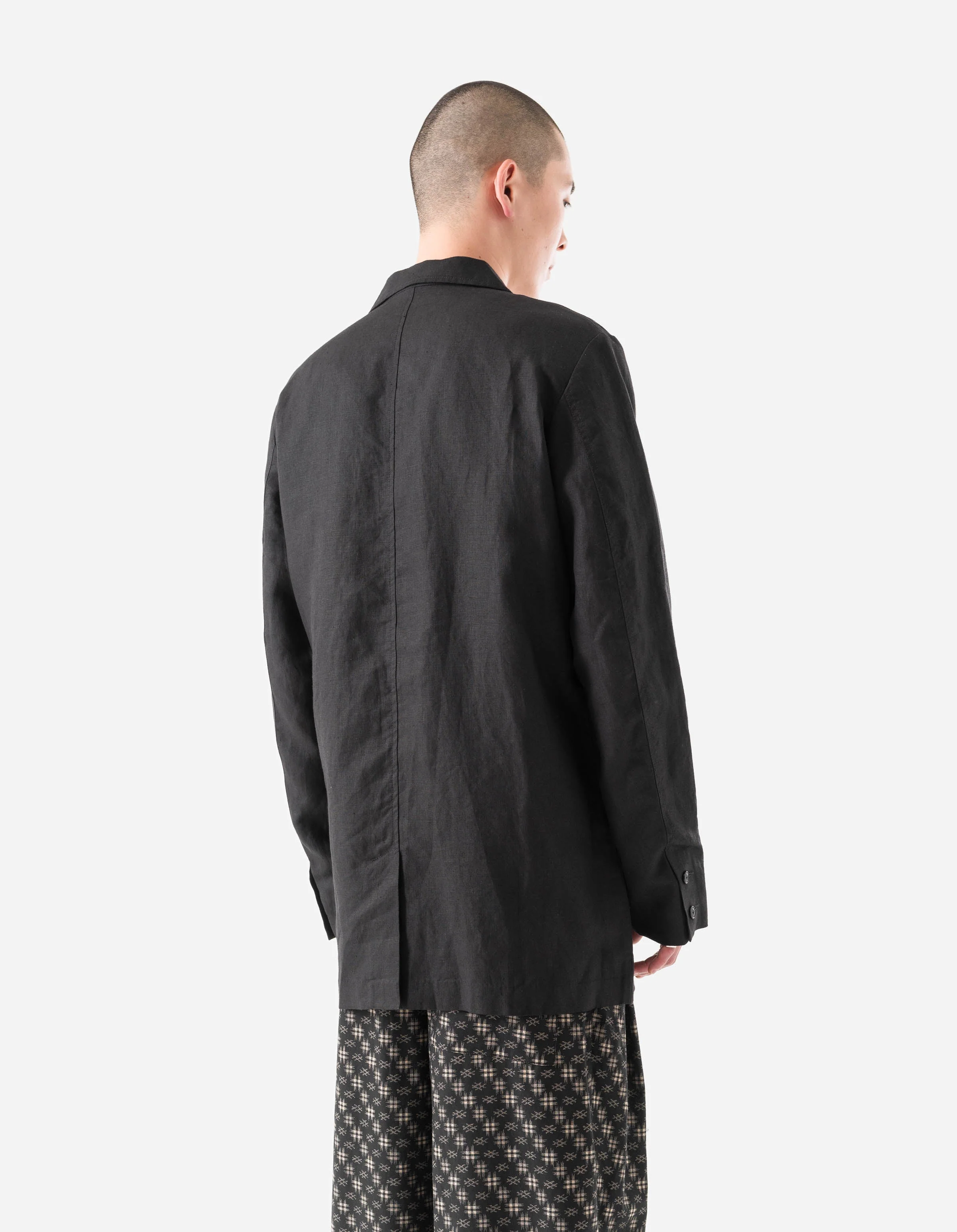 7311 Maha Asym Linen Blazer Black - Image 3