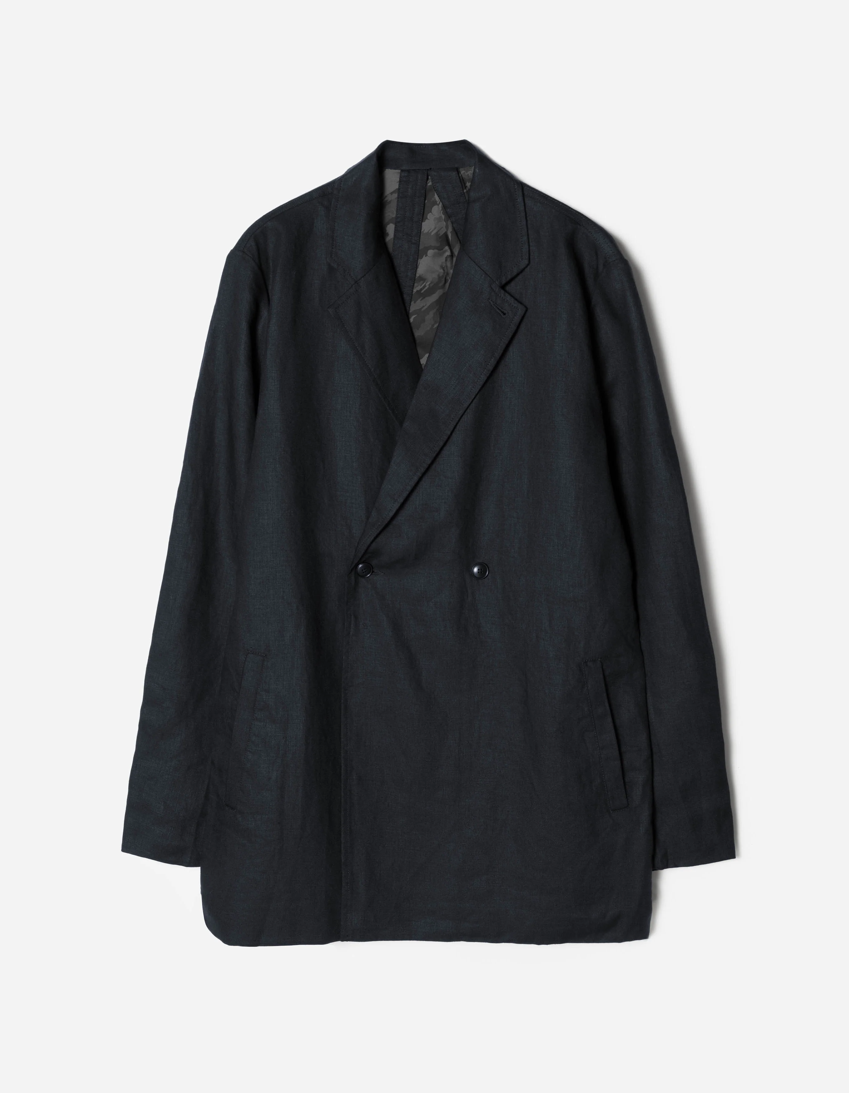7311 Maha Asym Linen Blazer Navy