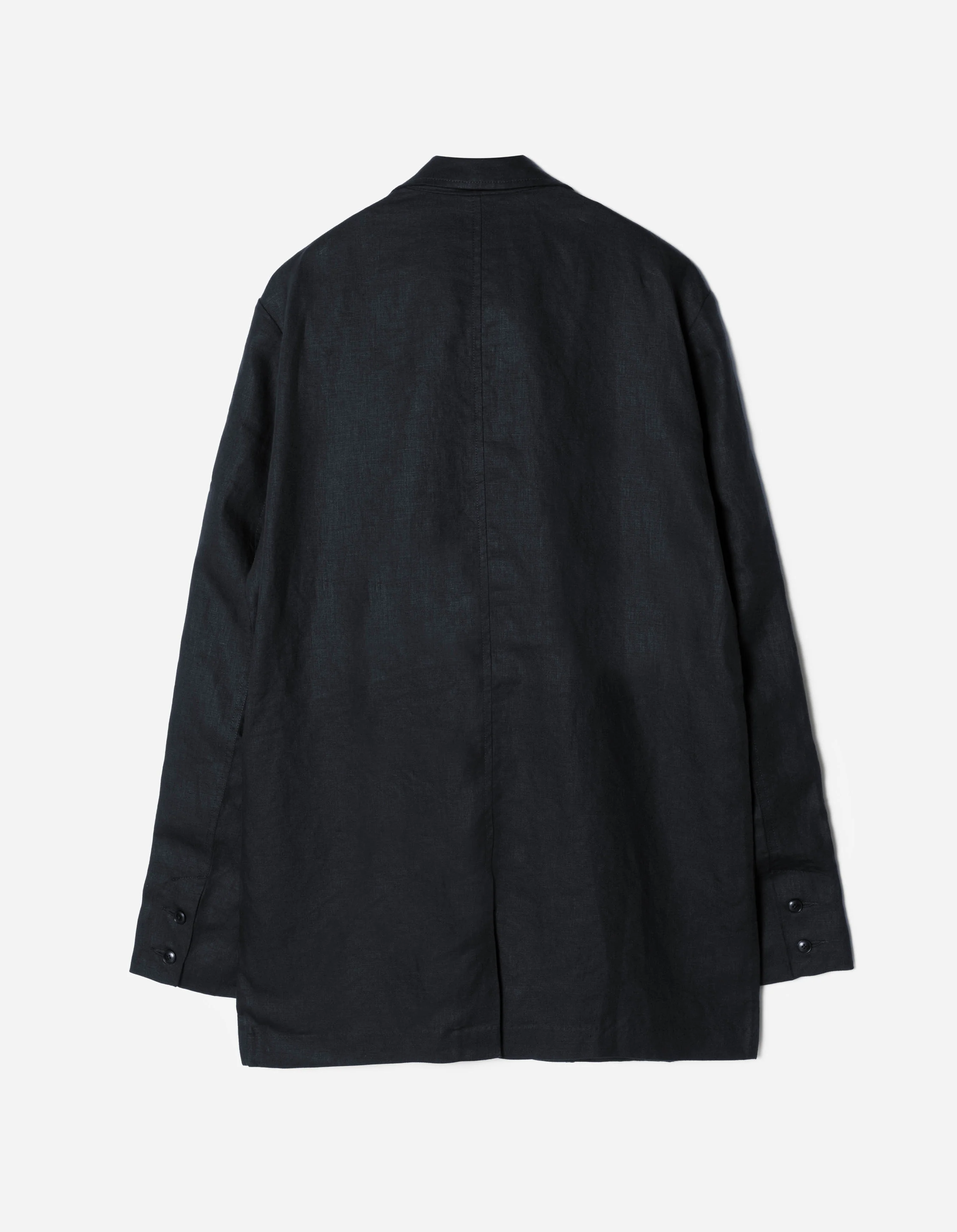 7311 Maha Asym Linen Blazer Navy - Image 3