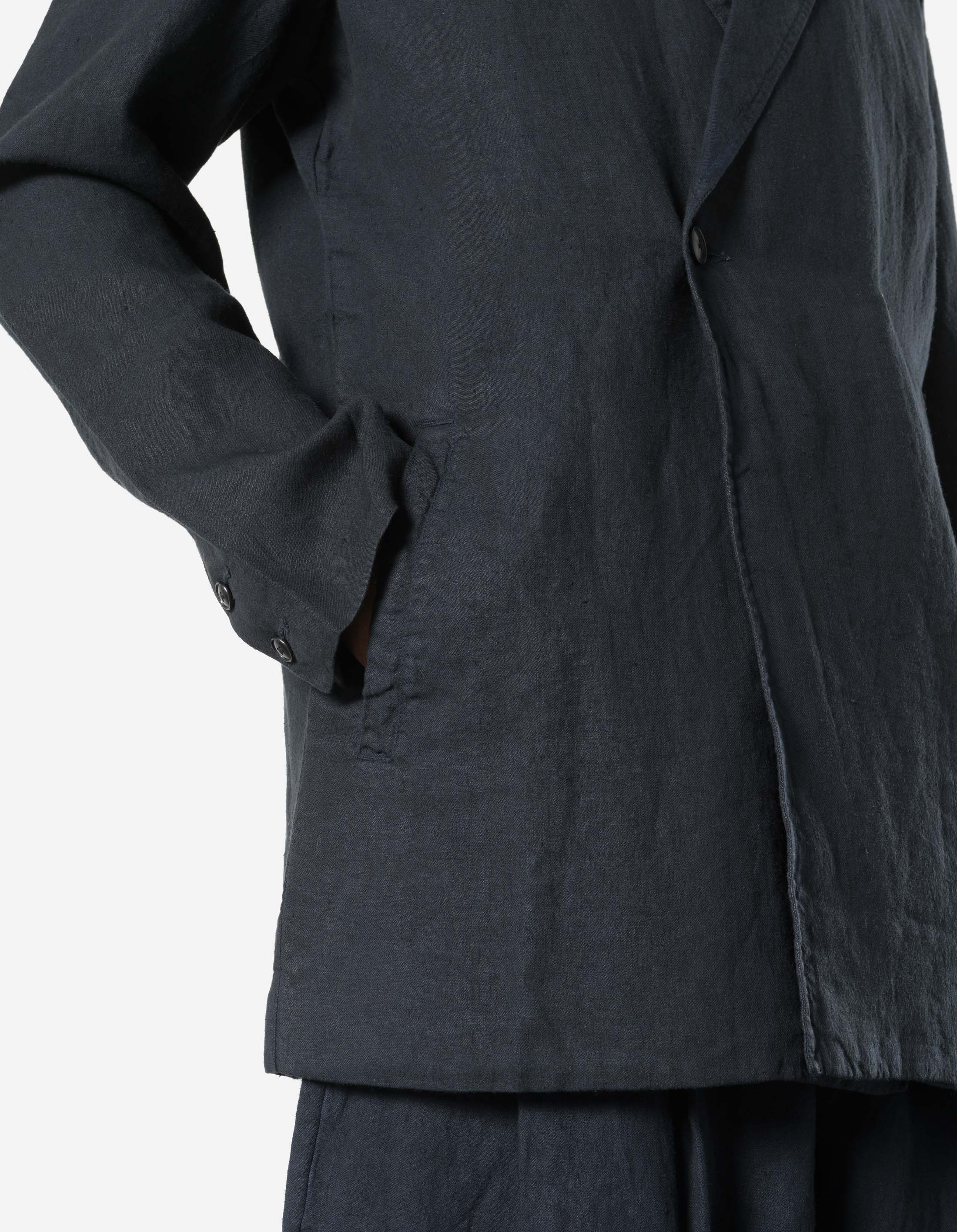 7311 Maha Asym Linen Blazer Navy - Image 6