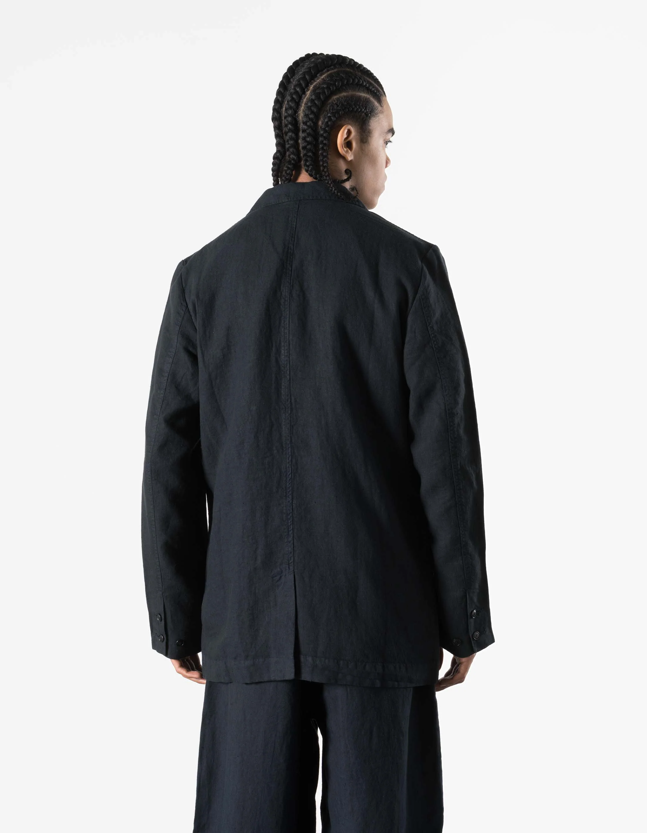 7311 Maha Asym Linen Blazer Navy - Image 8