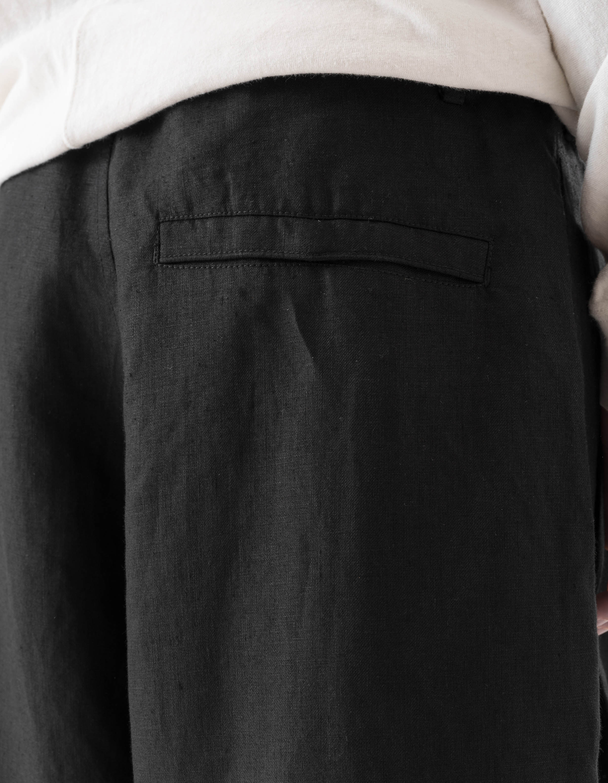 7312 Maha Asym Linen Pleated Pants Black - Image 8