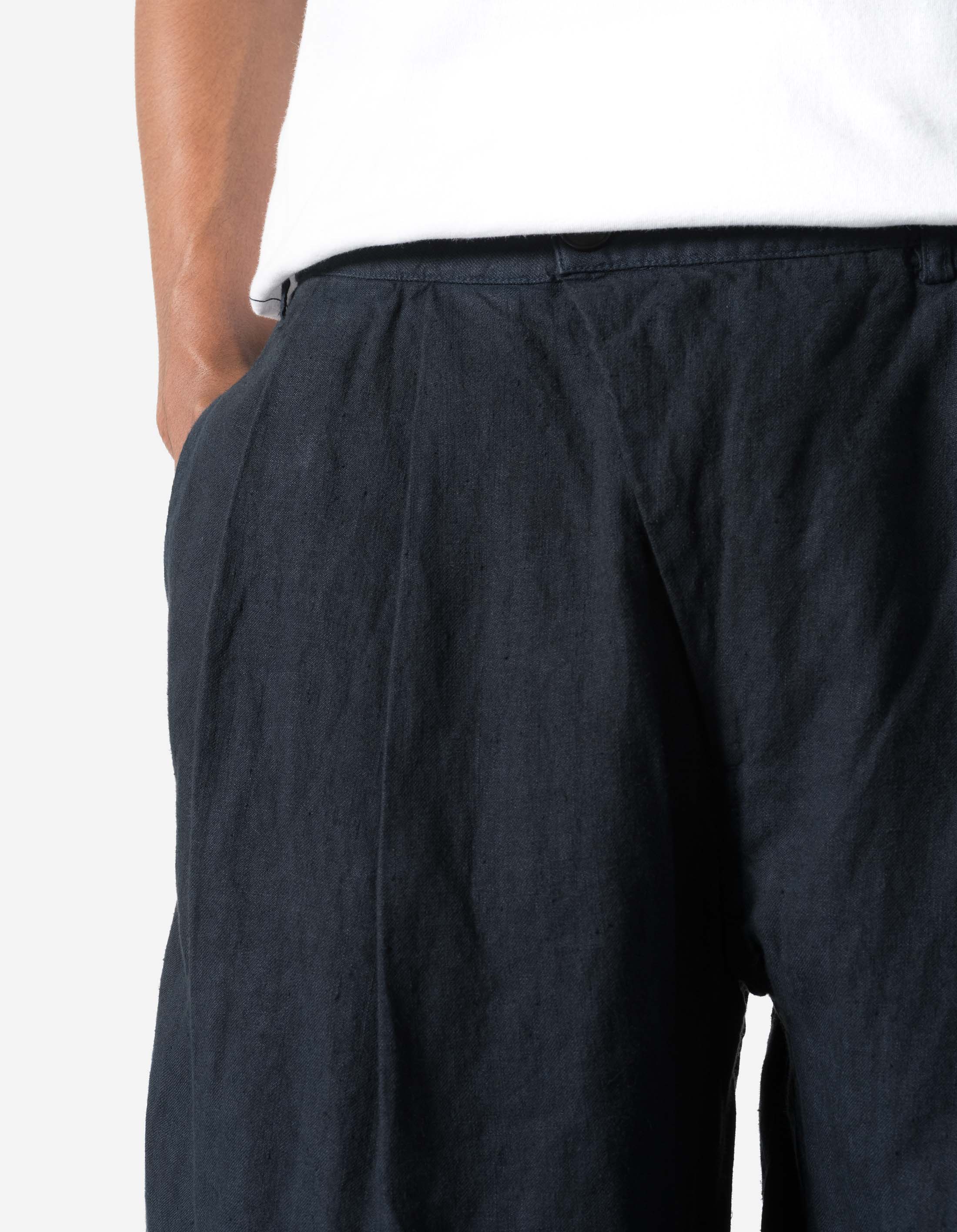 7312 Maha Asym Linen Pleated Pants Navy - Image 5
