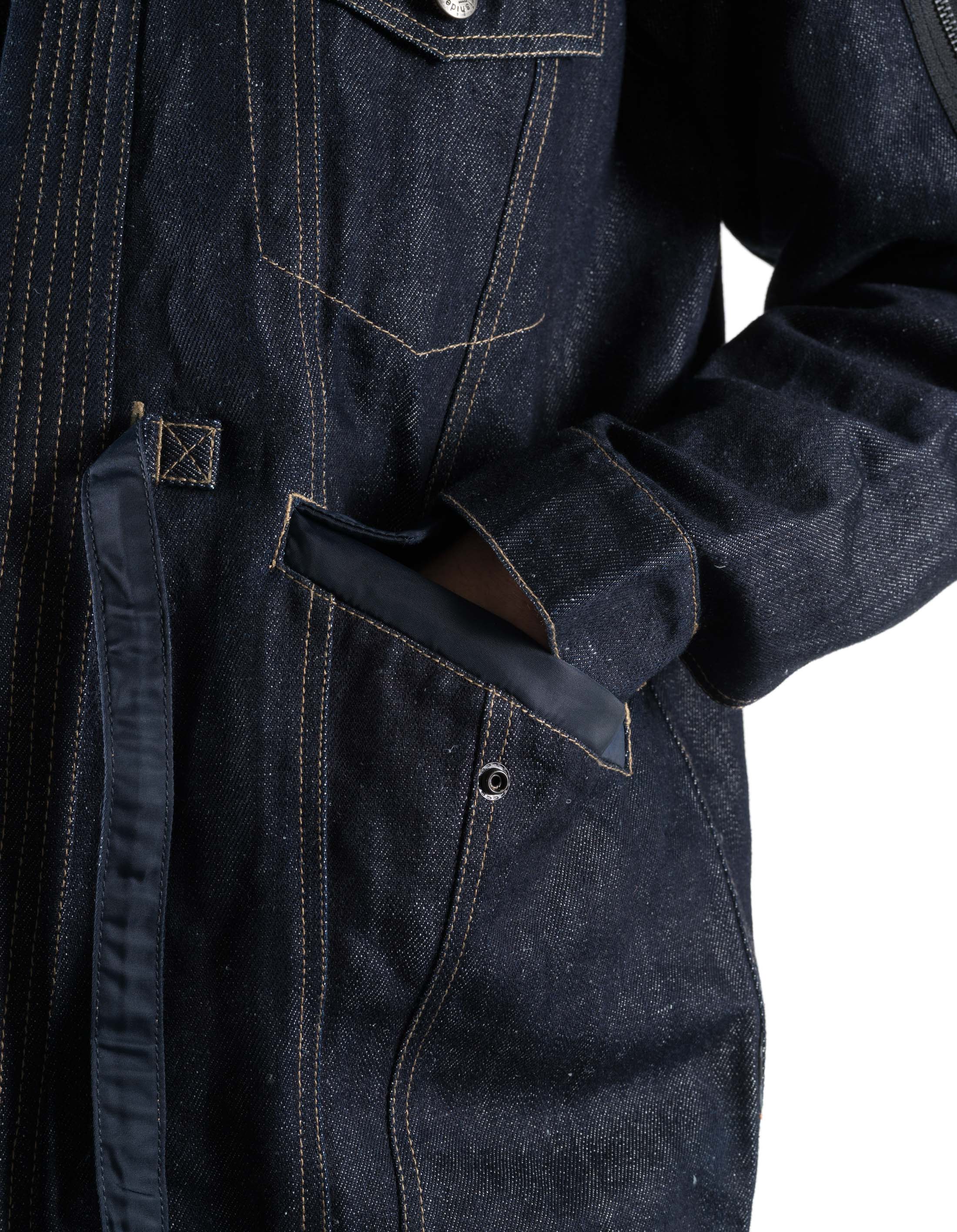 7314 L2-B Hemp Denim Trucker Kimono Indigo - Image 11