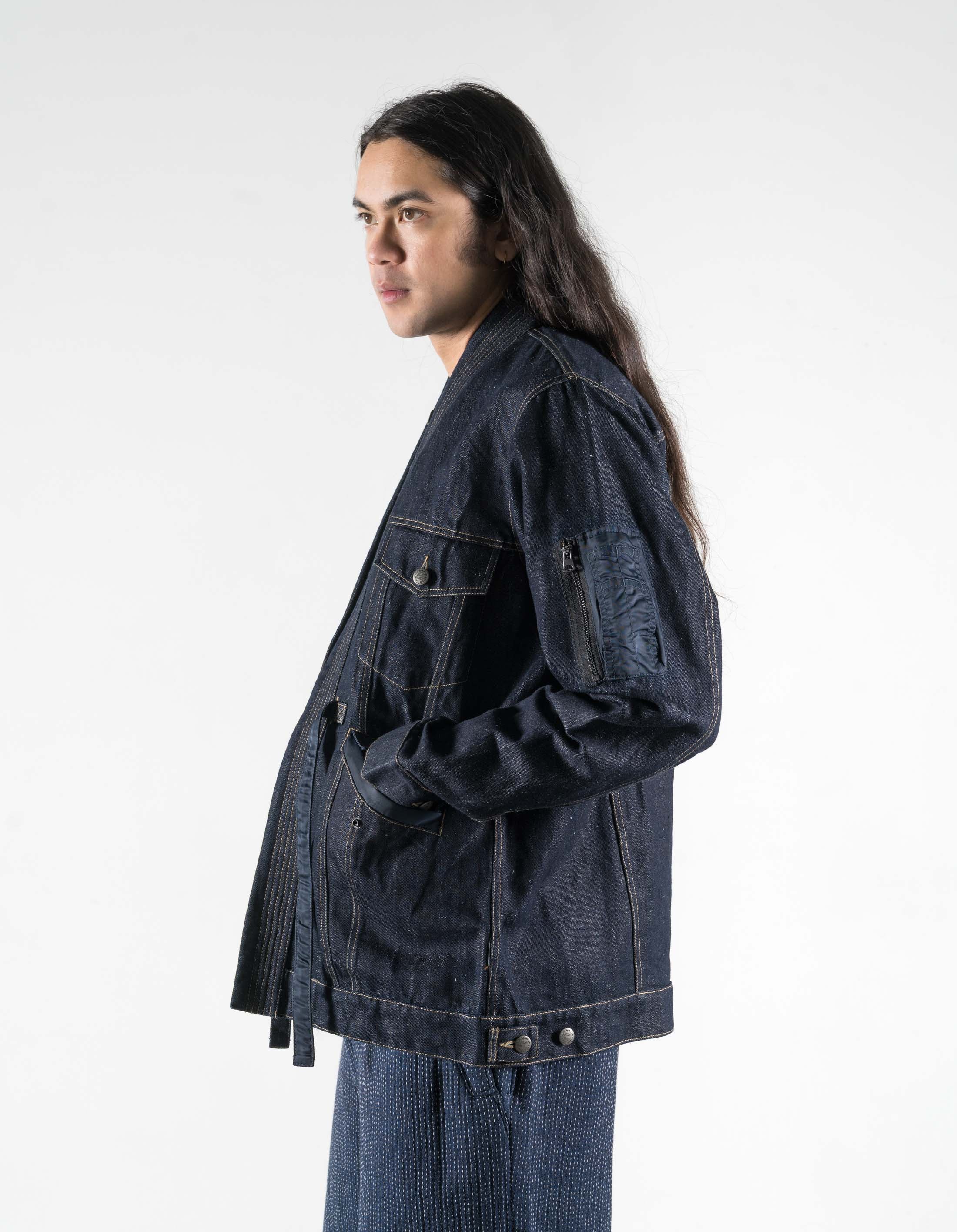 7314 L2-B Hemp Denim Trucker Kimono Indigo - Image 5
